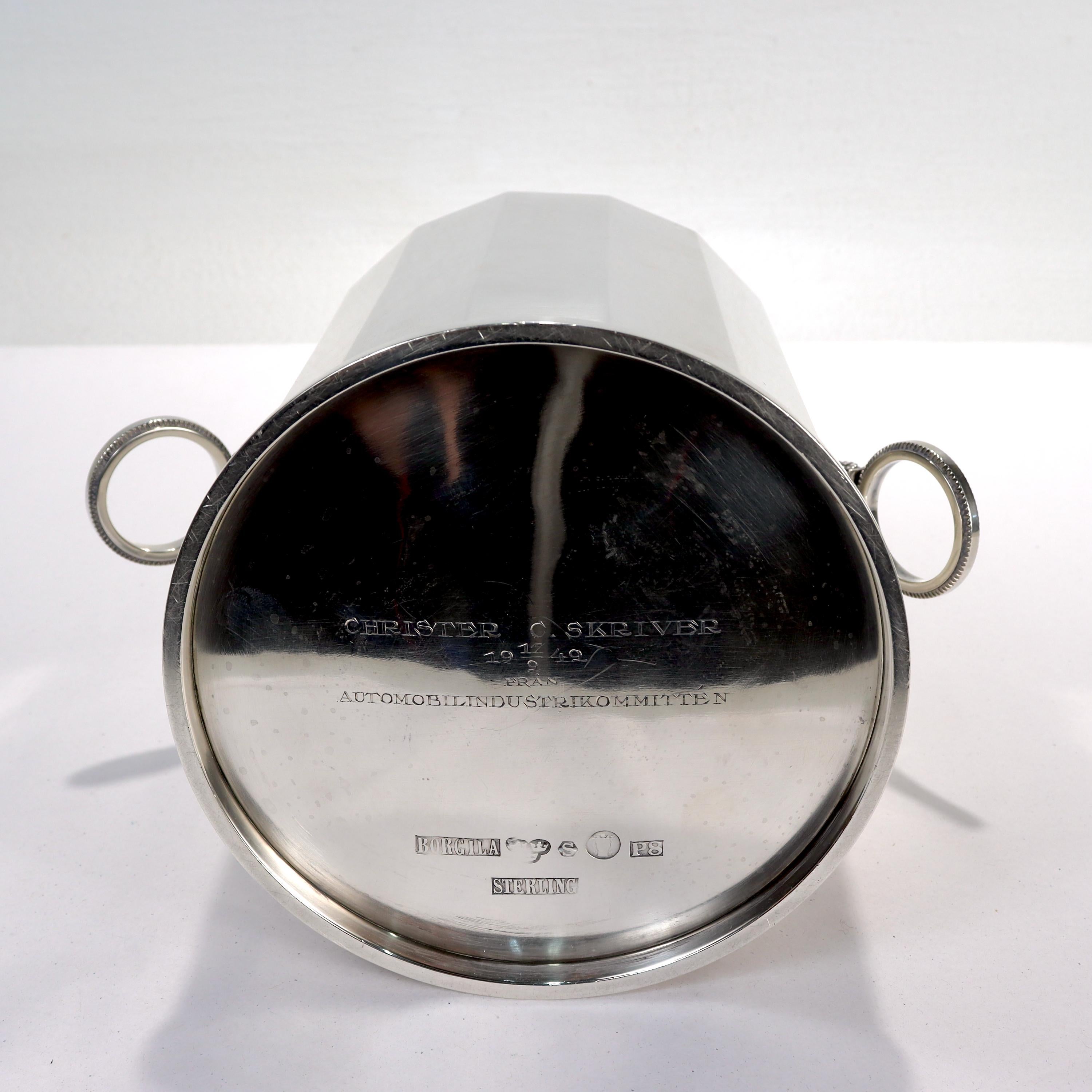 Contenitore o Humidor svedese in argento Sterling Art Deco di Erik Fleming per Borgila in vendita 5