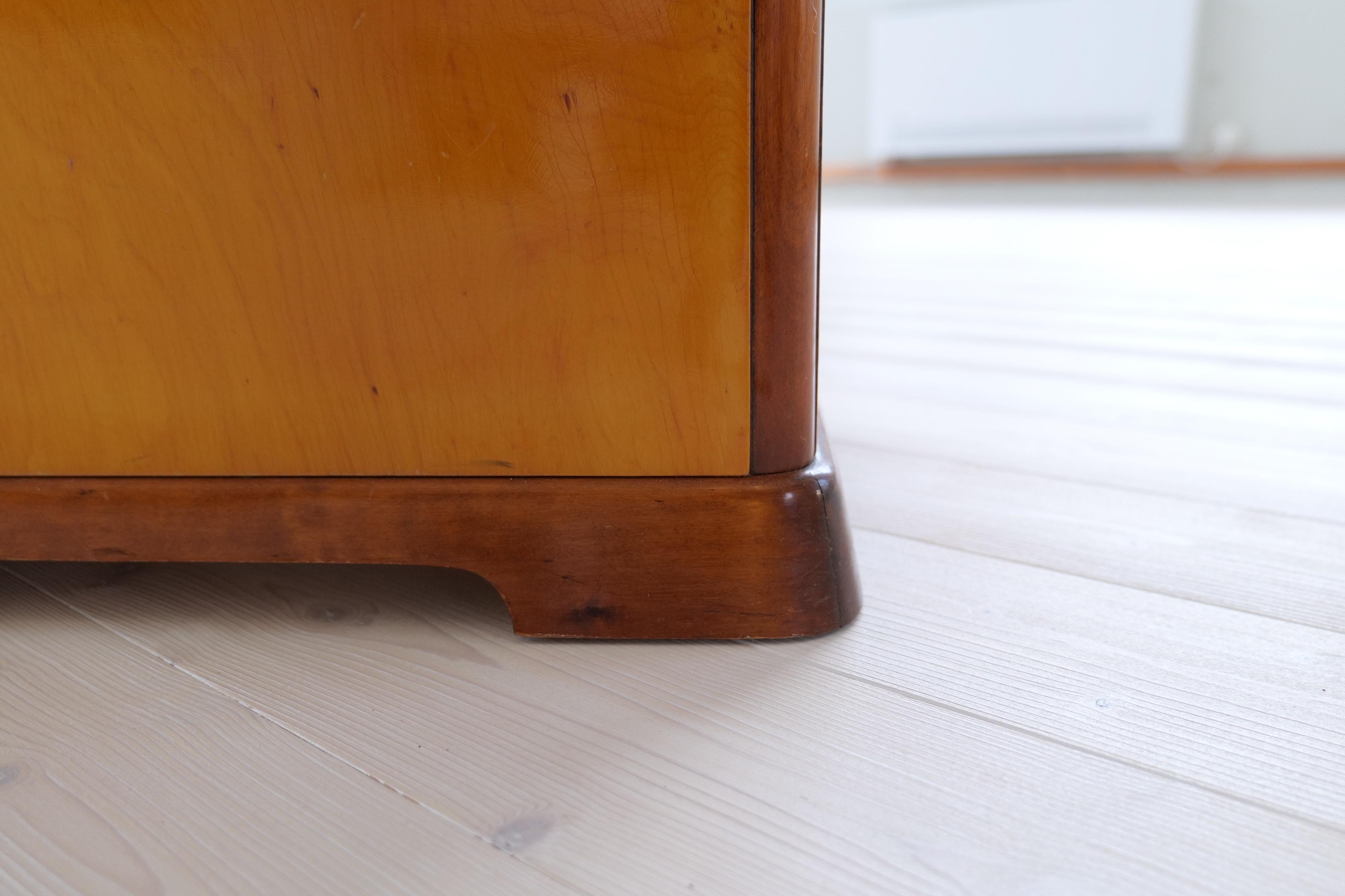 Swedish Art Deco Stools in Lacquered Birch and Sheepskin/Shearling Seat 1940s For Sale 7