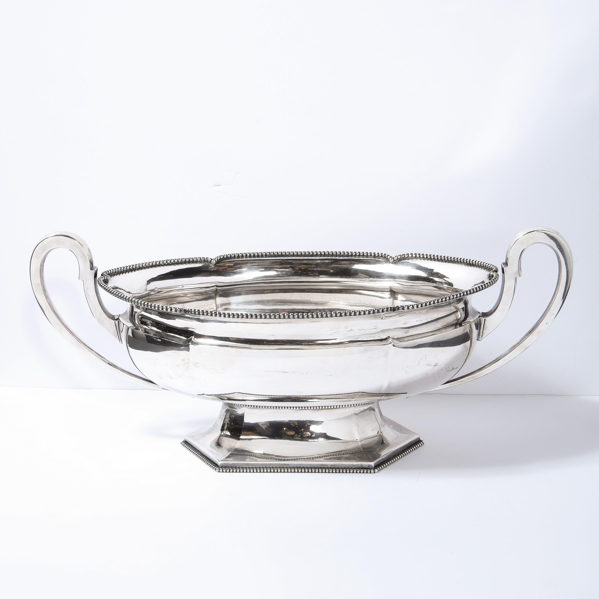 Swedish Art Deco Streamlined Silver Plate Beaded Trophy Bowl For Sale 5