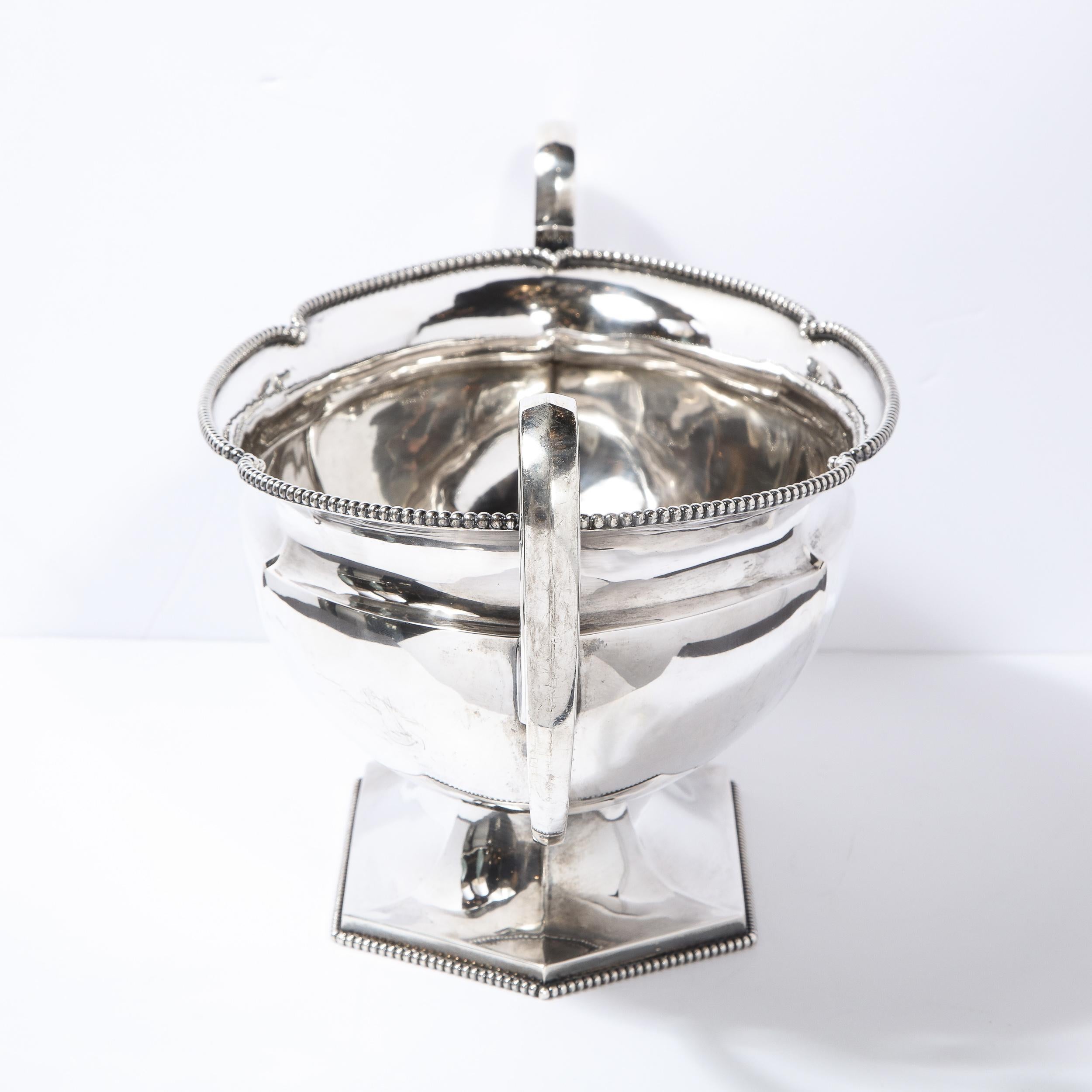 Swedish Art Deco Streamlined Silver Plate Beaded Trophy Bowl For Sale 3