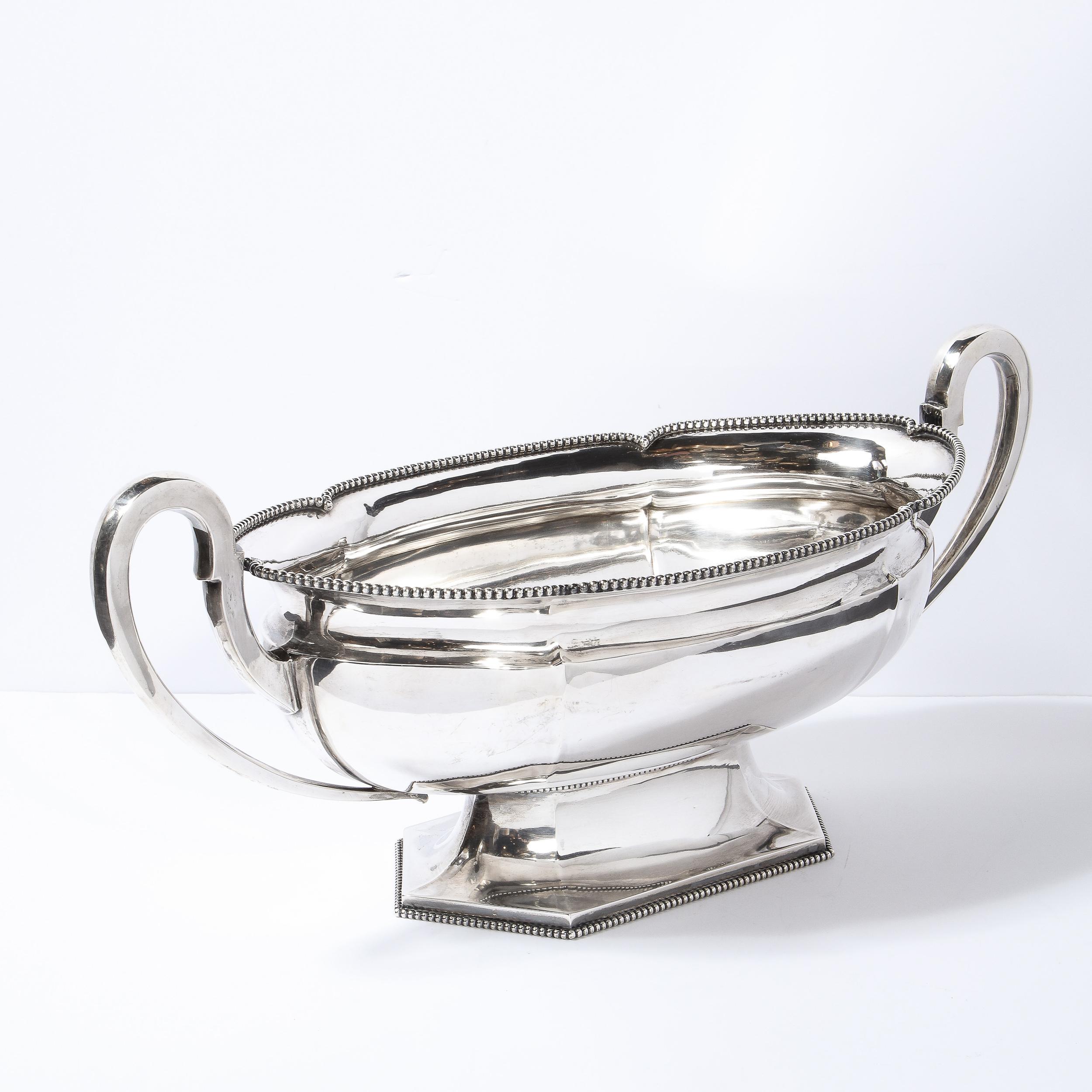 Swedish Art Deco Streamlined Silver Plate Beaded Trophy Bowl For Sale 4