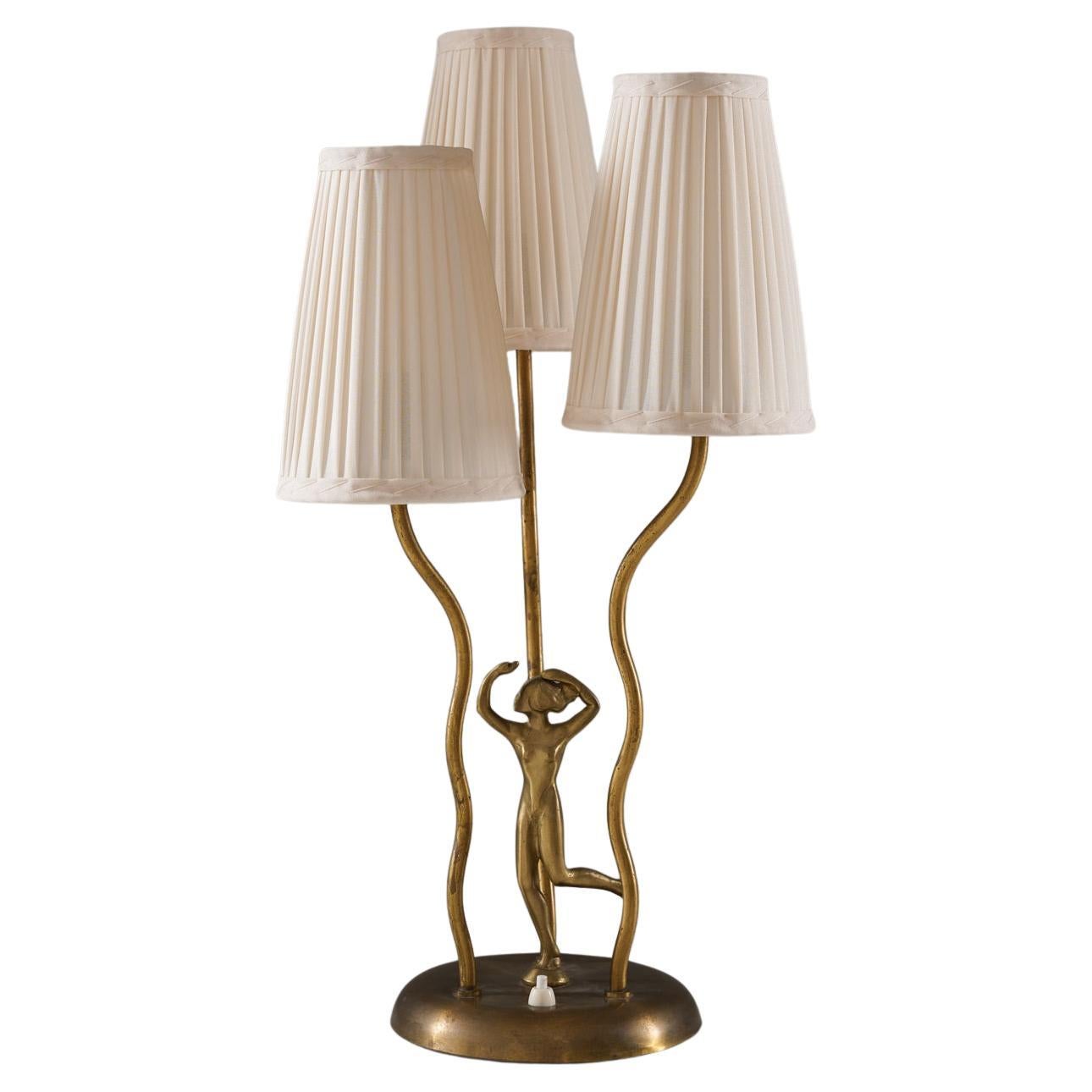 Lampe de table Art déco suédoise en laiton
