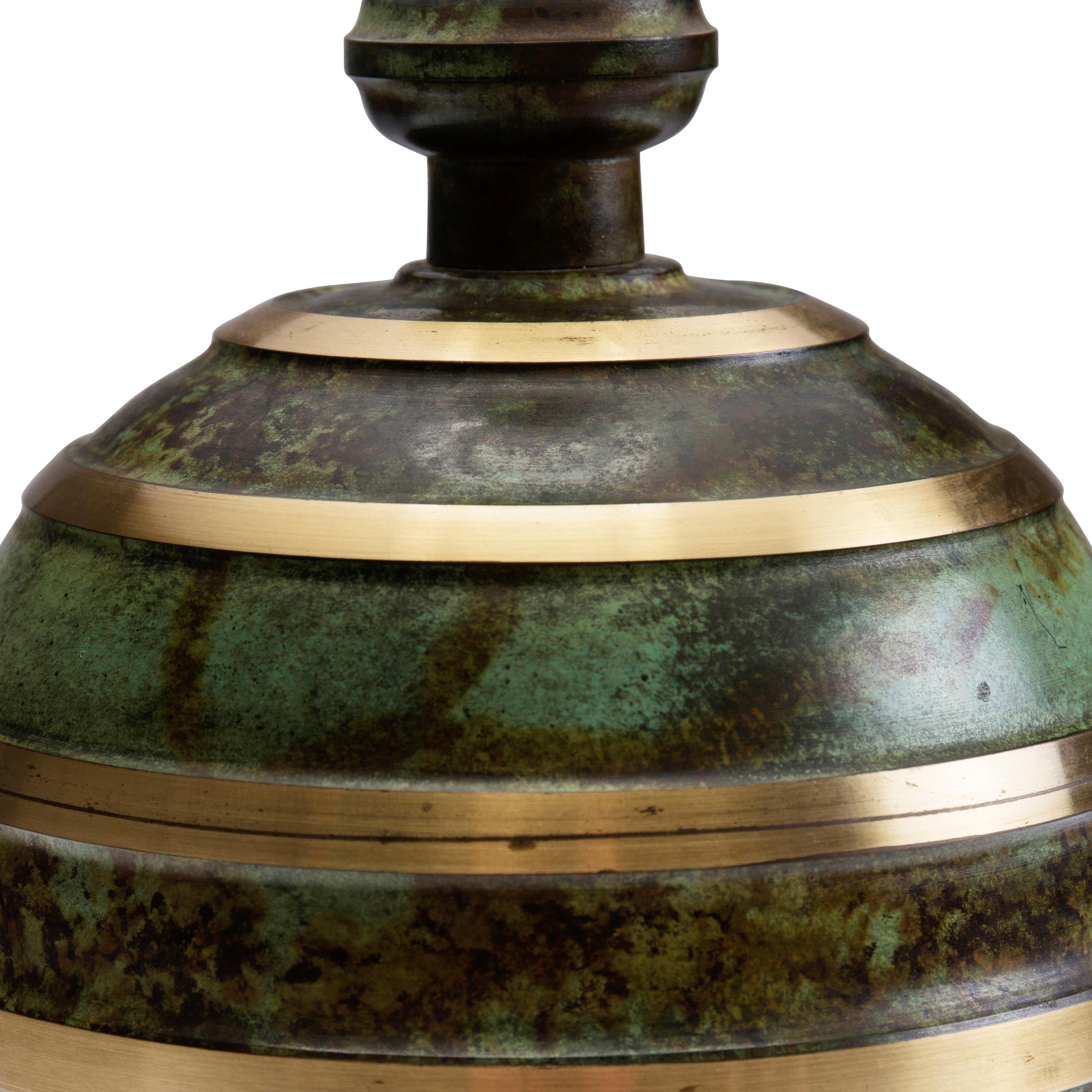 Mid-20th Century Swedish art deco table lamp with patinated and polished bronze For Sale