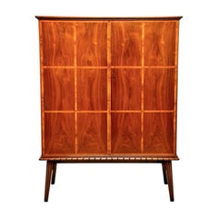 Swedish Art Deco Two-Door Walnut Cabinet with Inlay