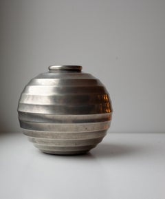 Swedish Art Deco Vase in Pewter by Ingvar Bossler for Gamleby Tenn Made in 1930s