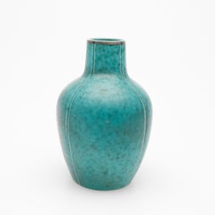 Vase Art déco suédois Wilhelm Kage Argenta turquoise et argent, années 1930