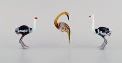 Verre d'art suédois, 11 figures miniatures en forme d'oiseaux, années 1970-1980