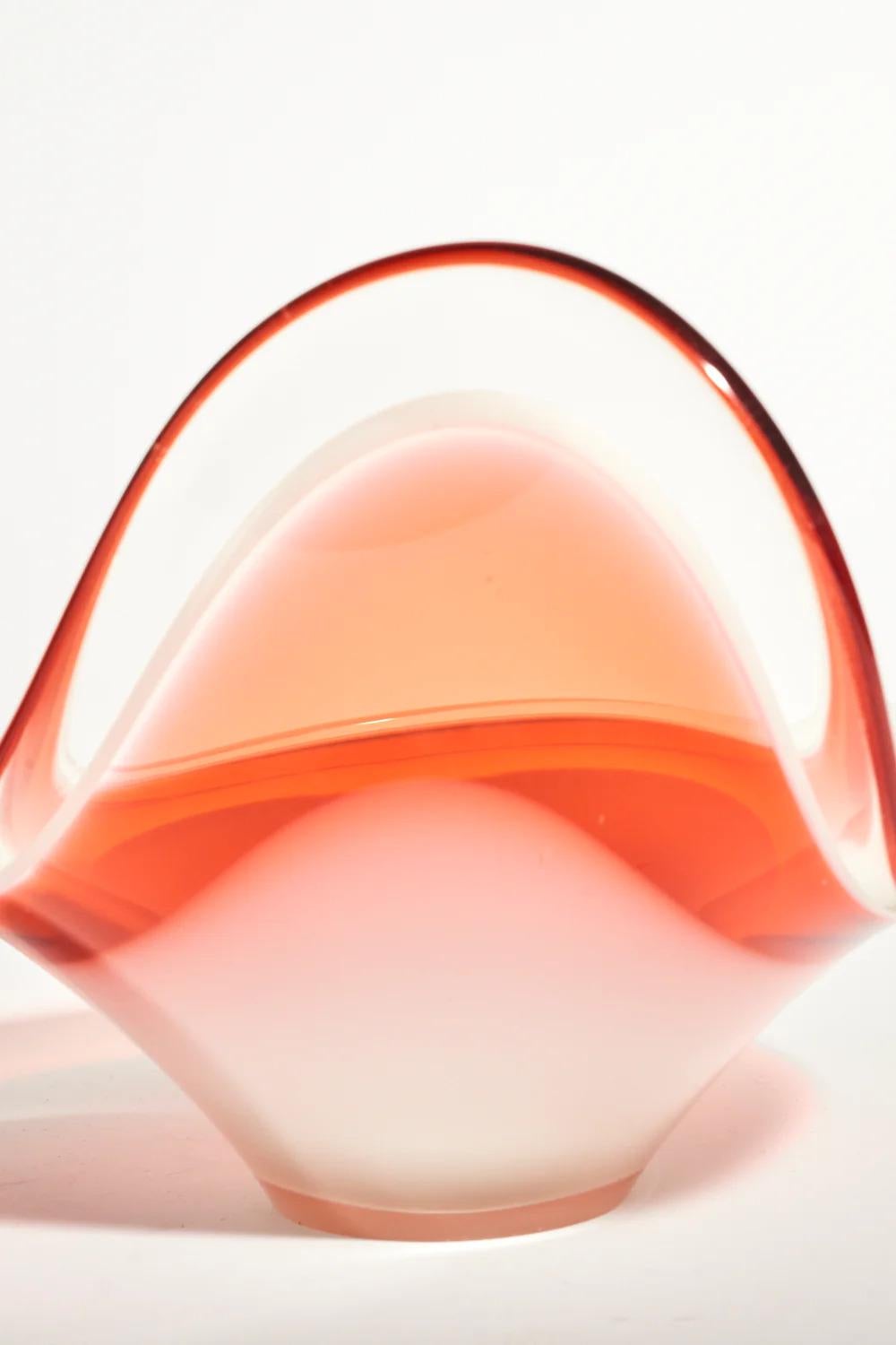 20th Century Swedish Art Glass Blood Orange Bowl