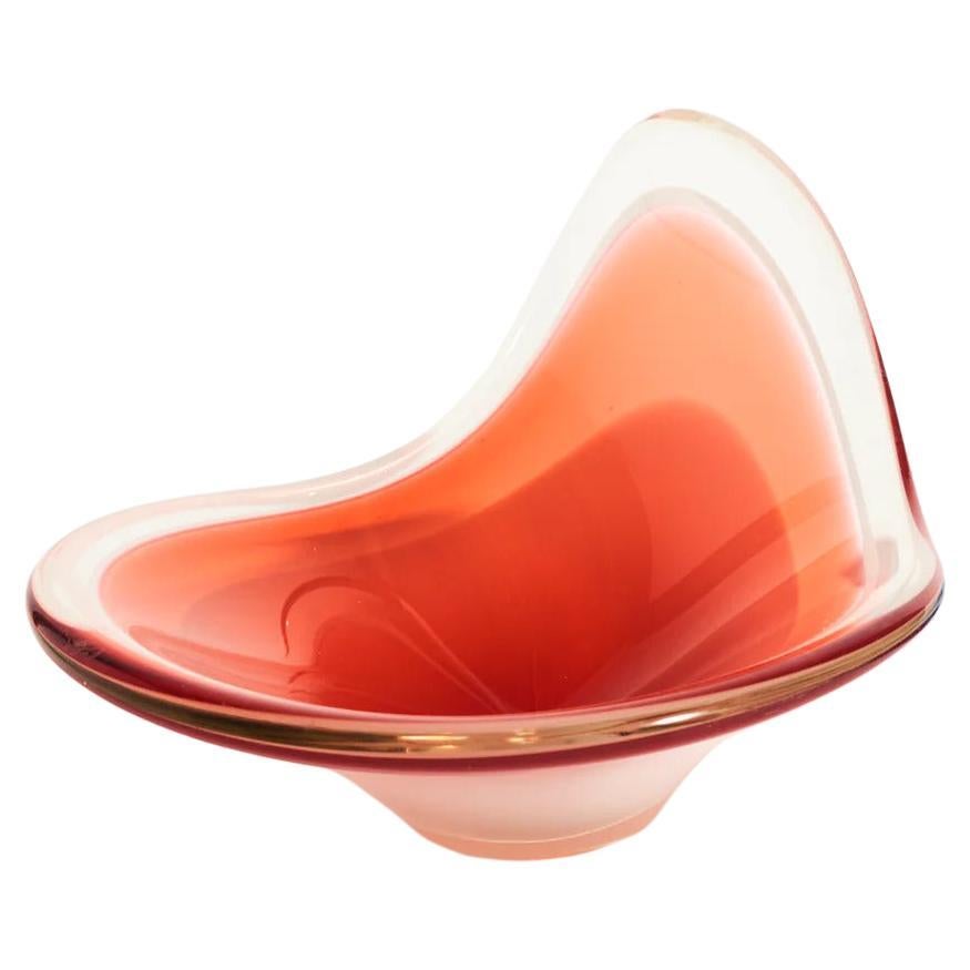 Swedish Art Glass Blood Orange Bowl