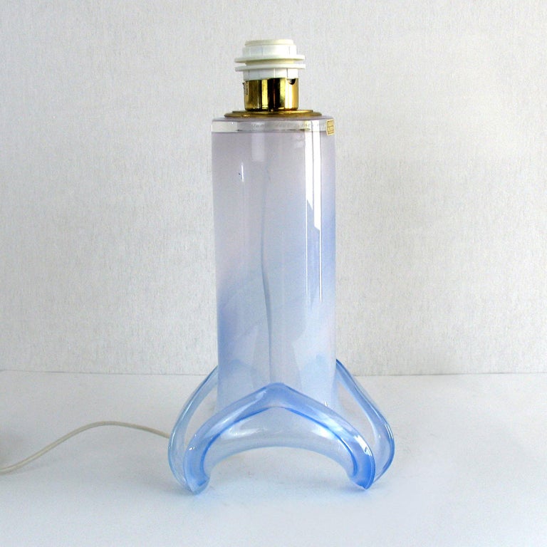 Swedish Art Glass Blue Table Lamp by Studio Ahus In Excellent Condition For Sale In Bochum, NRW