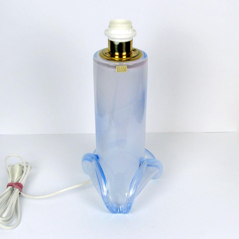 Late 20th Century Swedish Art Glass Blue Table Lamp by Studio Ahus For Sale