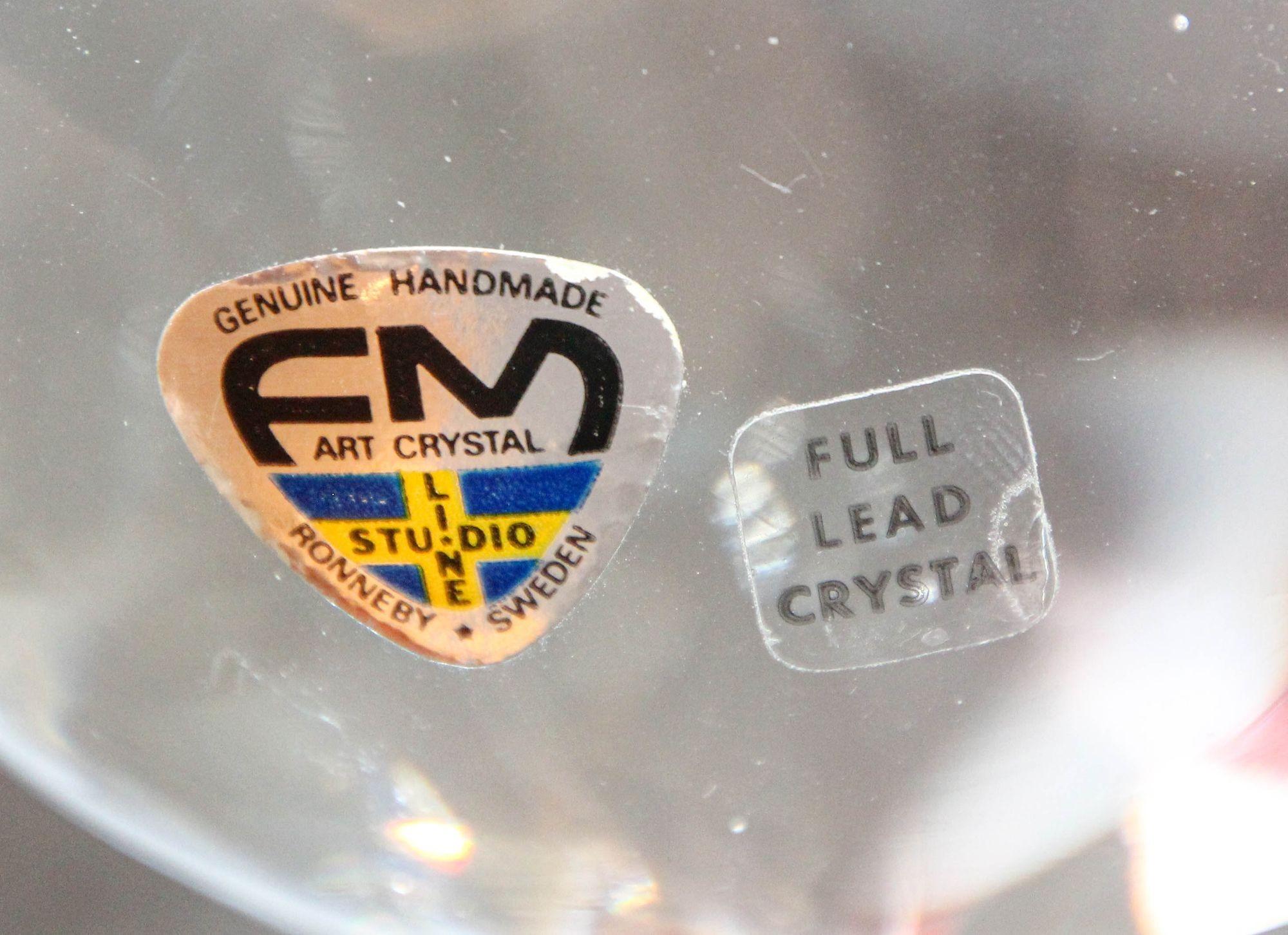 Swedish Art Glass Crystal Bird Paperweight by FM Konstglas 1970s For Sale 6