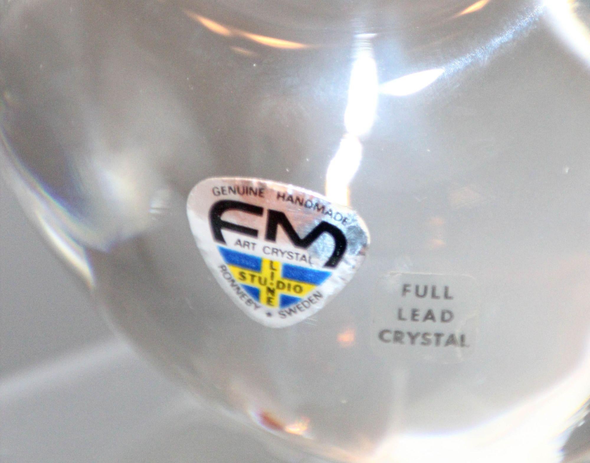 Swedish Art Glass Crystal Bird Paperweight by FM Konstglas 1970s For Sale 8
