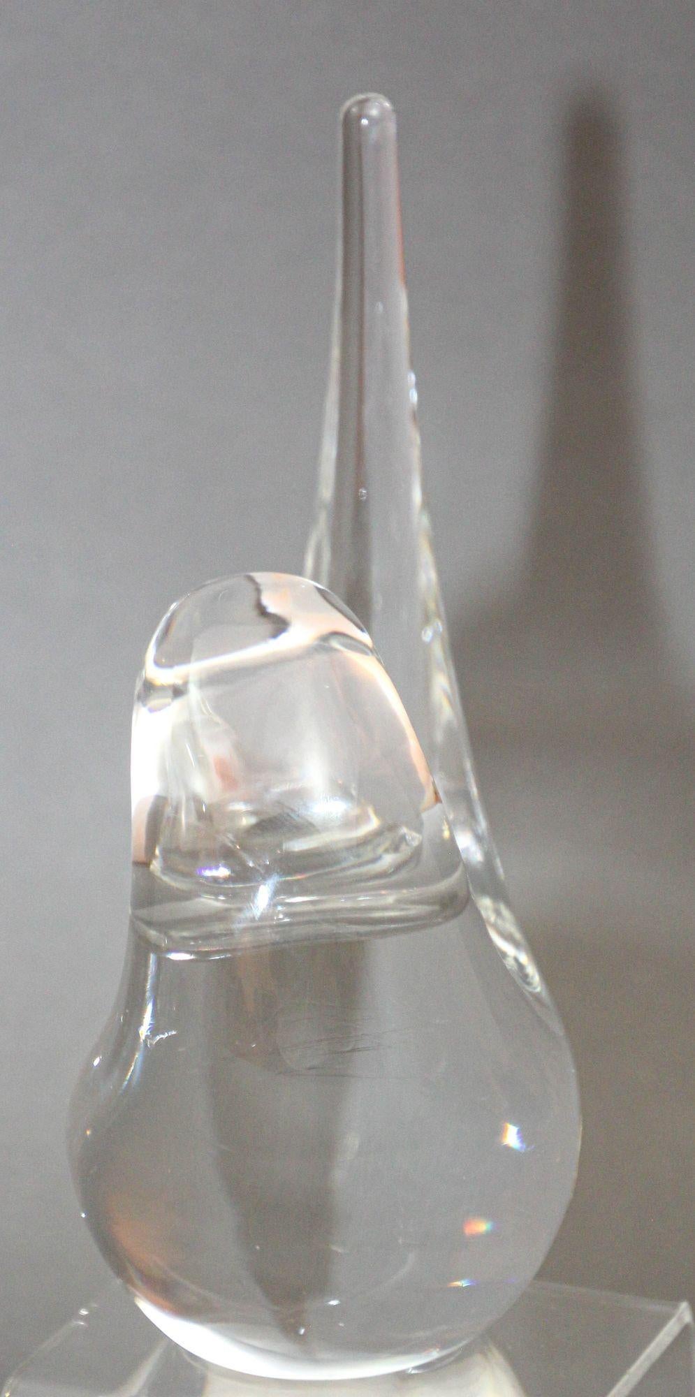 20th Century Swedish Art Glass Crystal Bird Paperweight by FM Konstglas 1970s For Sale