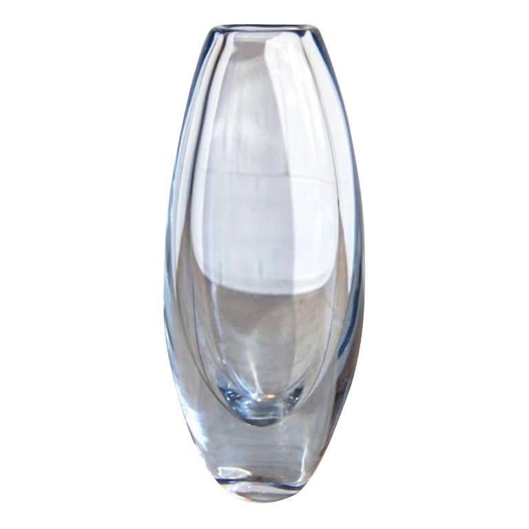 Swedish Art Glass Crystal Vase by Strombergshyttan