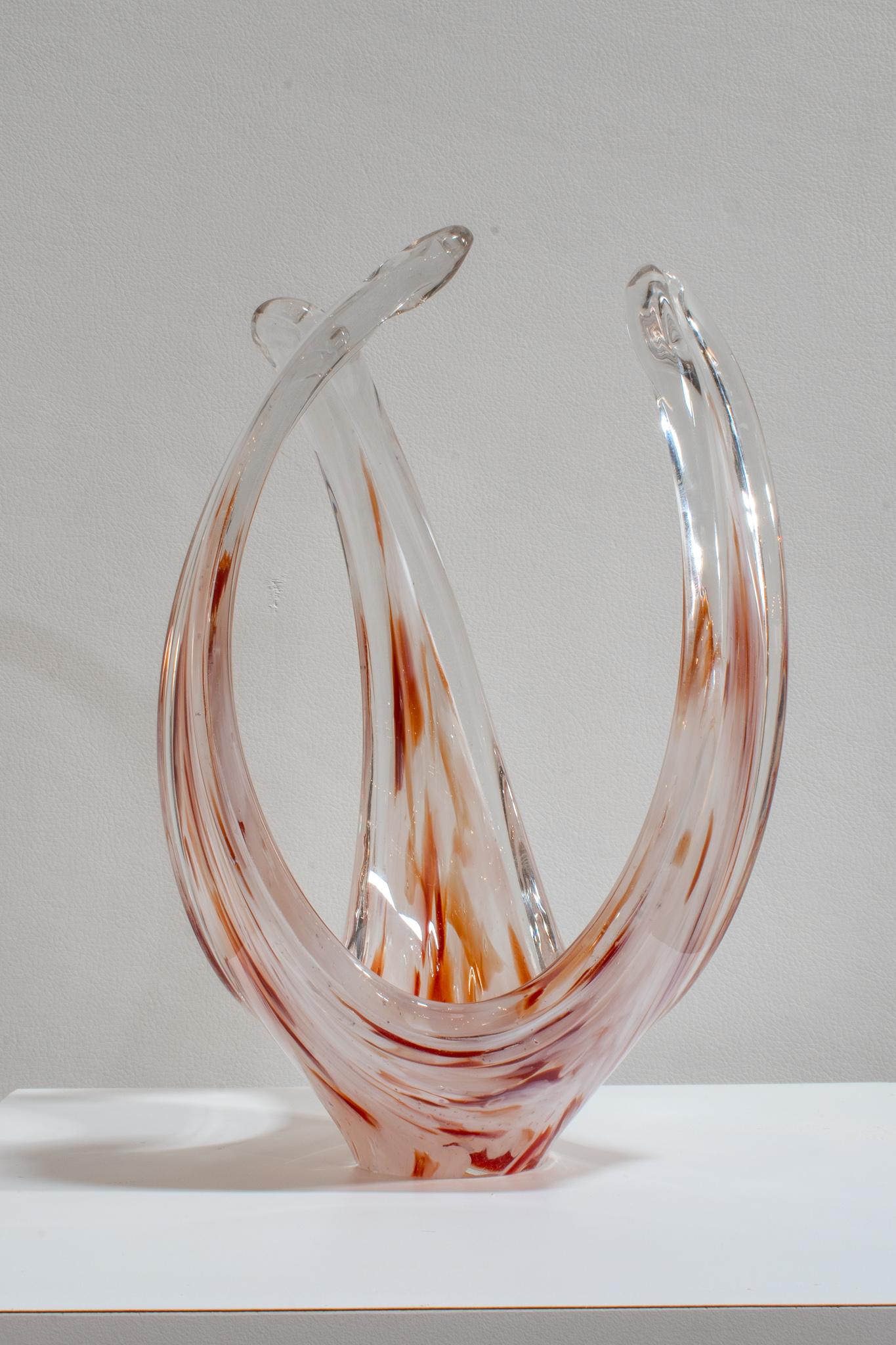 Mid-20th Century Swedish Art Glass Freeform Sculptural Vase For Sale
