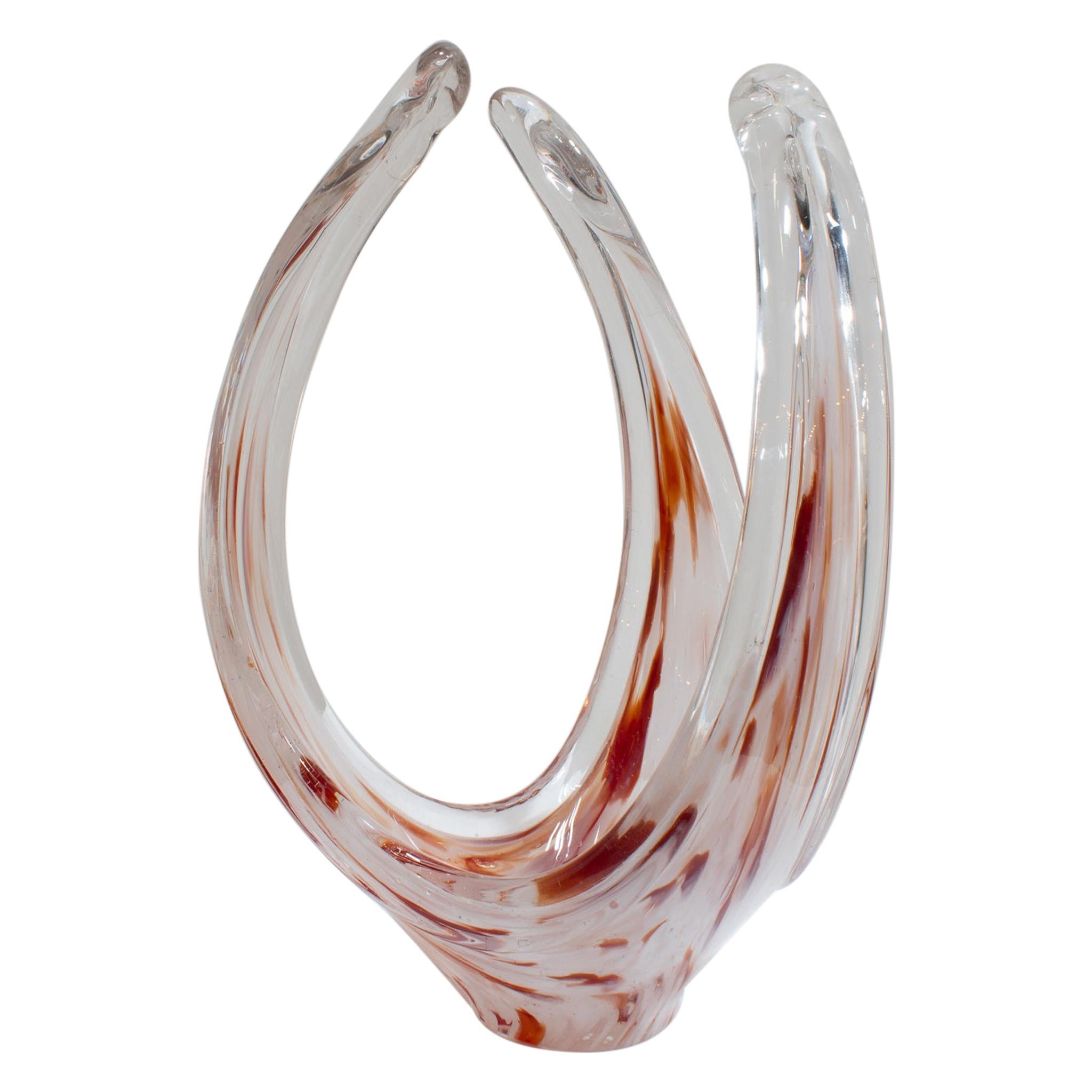 Swedish Art Glass Freeform Sculptural Vase For Sale