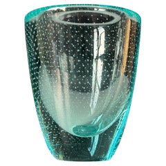 Swedish Art Glass Green Bubble Vase, 1950s
