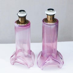 Swedish Art Glass Purple Table Lamp by Studio Ahus Set of Two