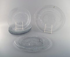 Swedish Art Glass, Six Plates and Two Dishes with Fish Motifs, 1980s