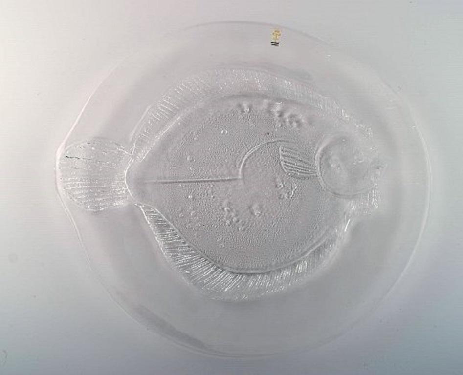 Late 20th Century Swedish Art Glass, Six Plates and Two Dishes with Fish Motifs, 1980s