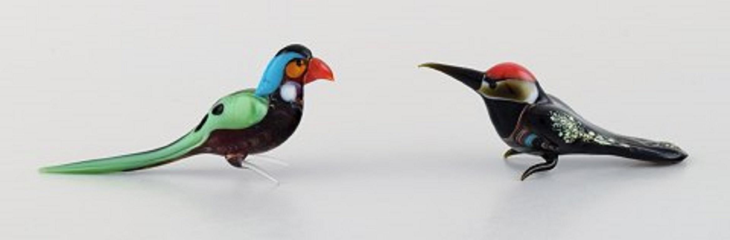 Fin du 20e siècle Verre d'art suédois, dix figures miniatures en forme d'oiseaux, années 1970-1980 en vente