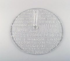 Swedish Art Glass, Two Cheese Platters with Cheese Names and Two Bowls