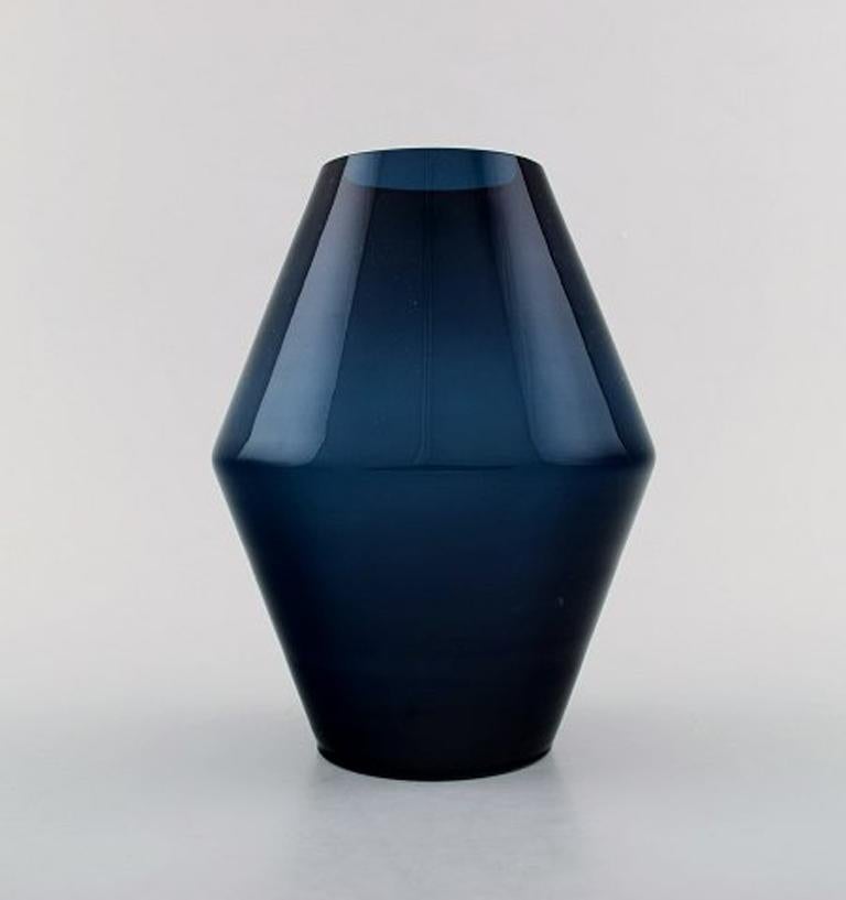 Mid-20th Century Swedish Art Glass, Two Handblown Vases in Blue, 1960s