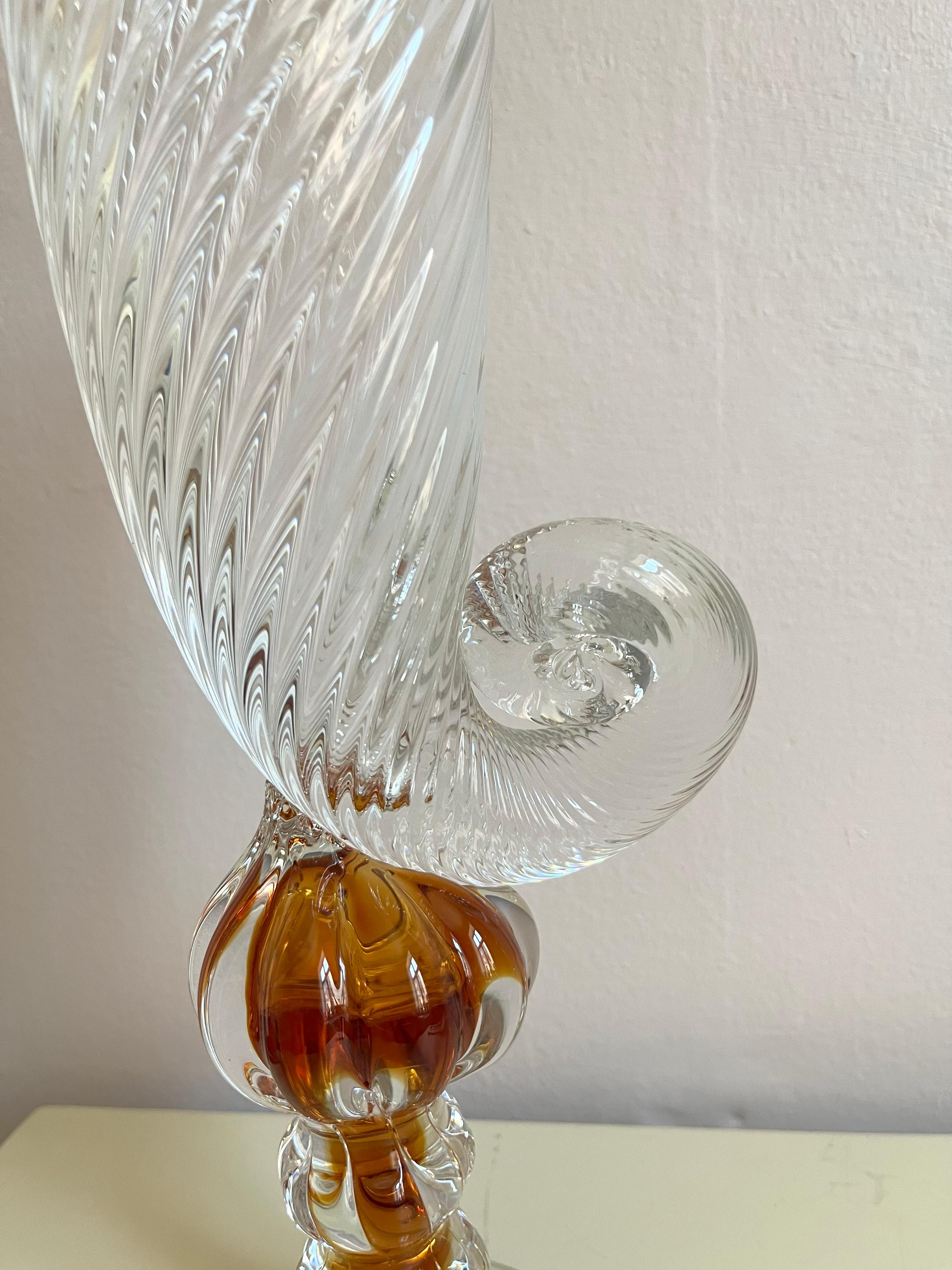 Mid-20th Century Swedish art glass vase in the shape of a conch shell For Sale