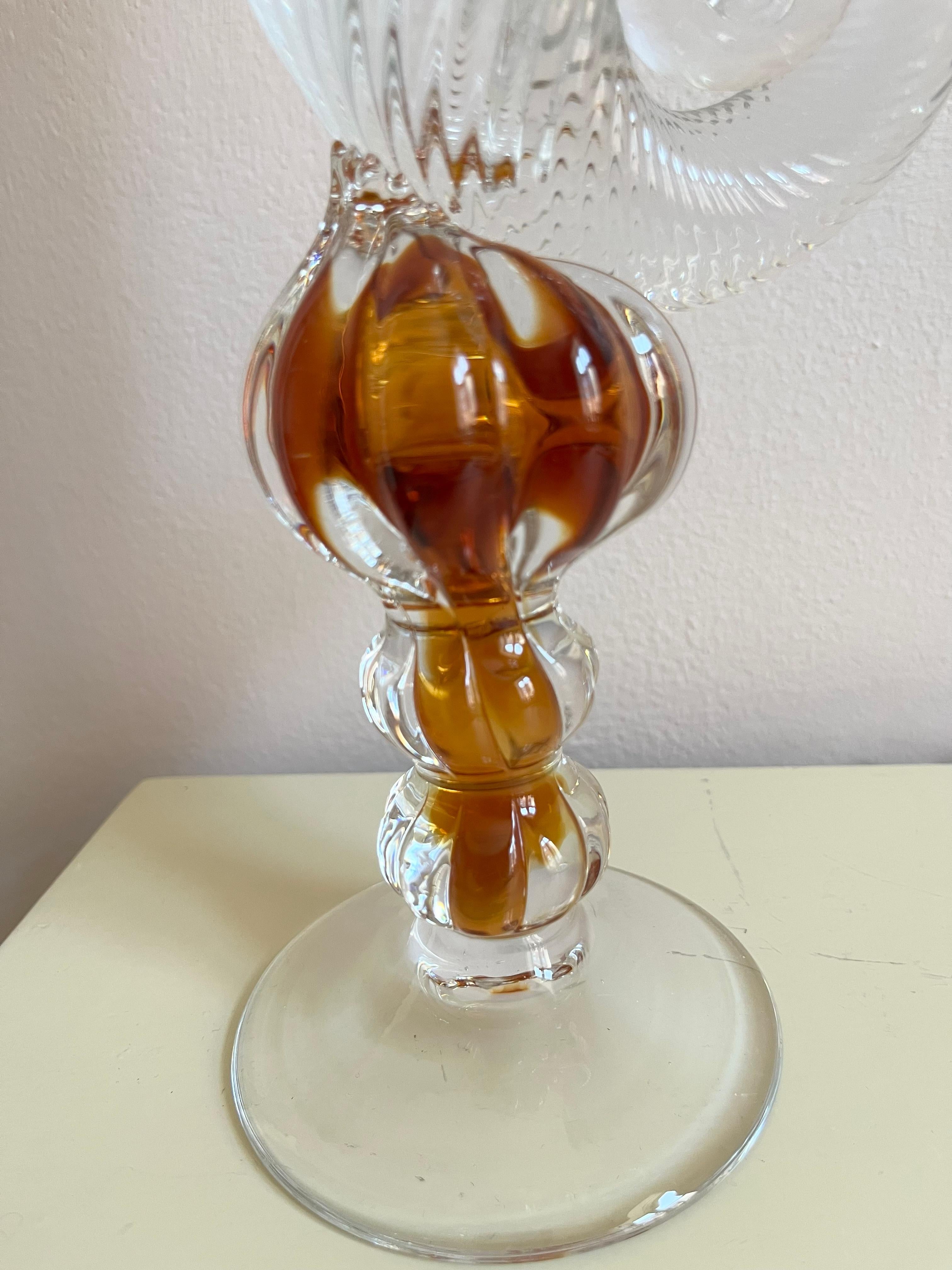 Glass Swedish art glass vase in the shape of a conch shell For Sale