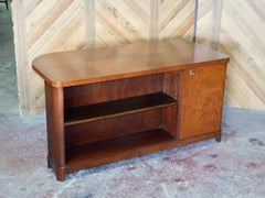 Swedish Art Moderne Desk in Flame Mahogany with Built-In Bookcase, circa 1940
