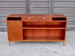 Swedish Art Modern Bookcase in Bookmatched Mahogany, circa 1940