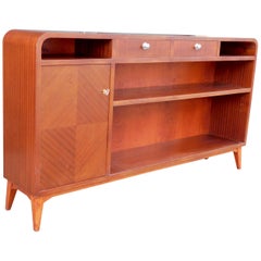 Swedish Art Modern Bookcase in Bookmatched Mahogany, circa 1940