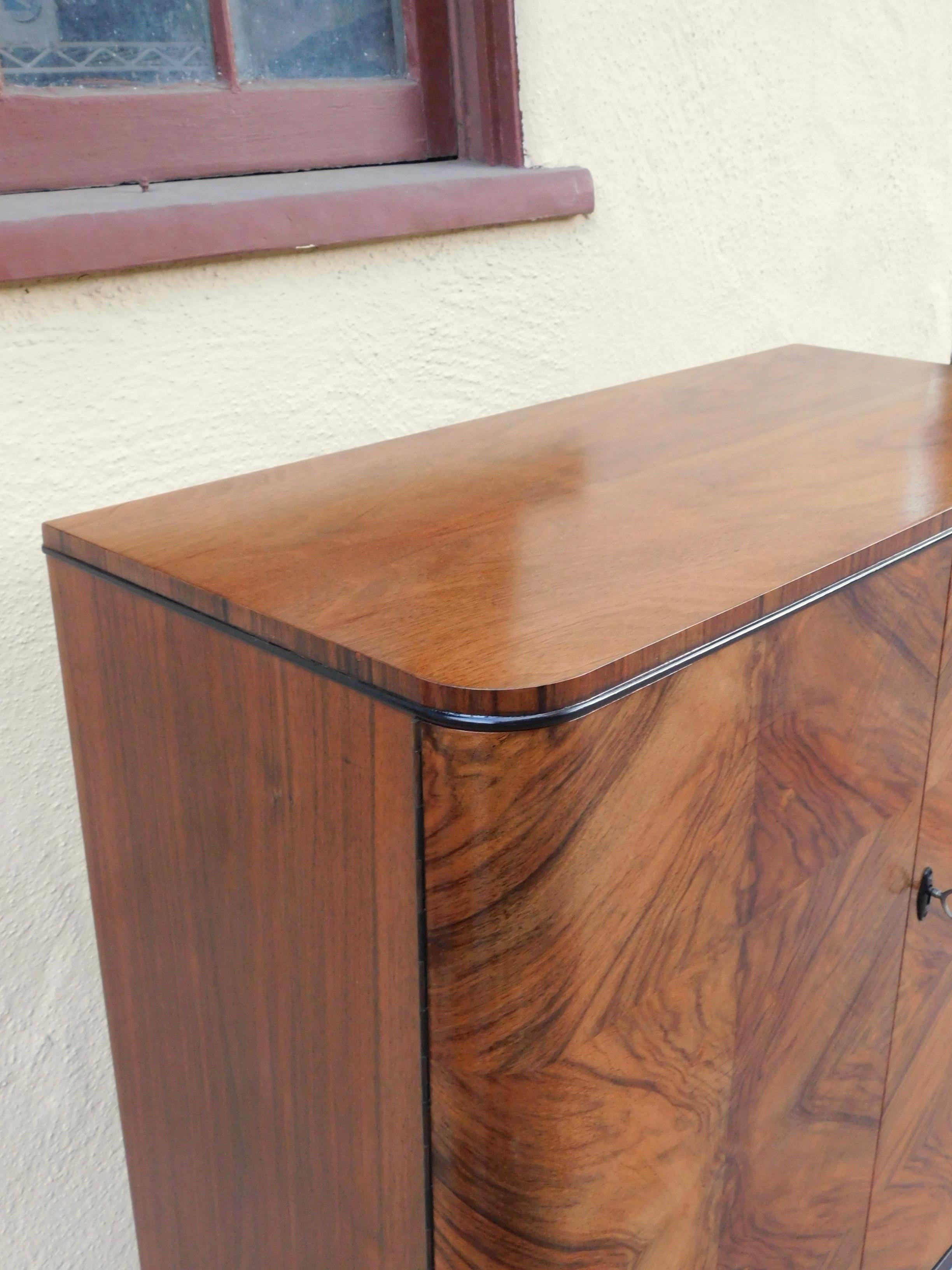 Swedish Art Modern Dry Bar or Sideboard in Book Matched Walnut, circa 1940 In Good Condition In Richmond, VA