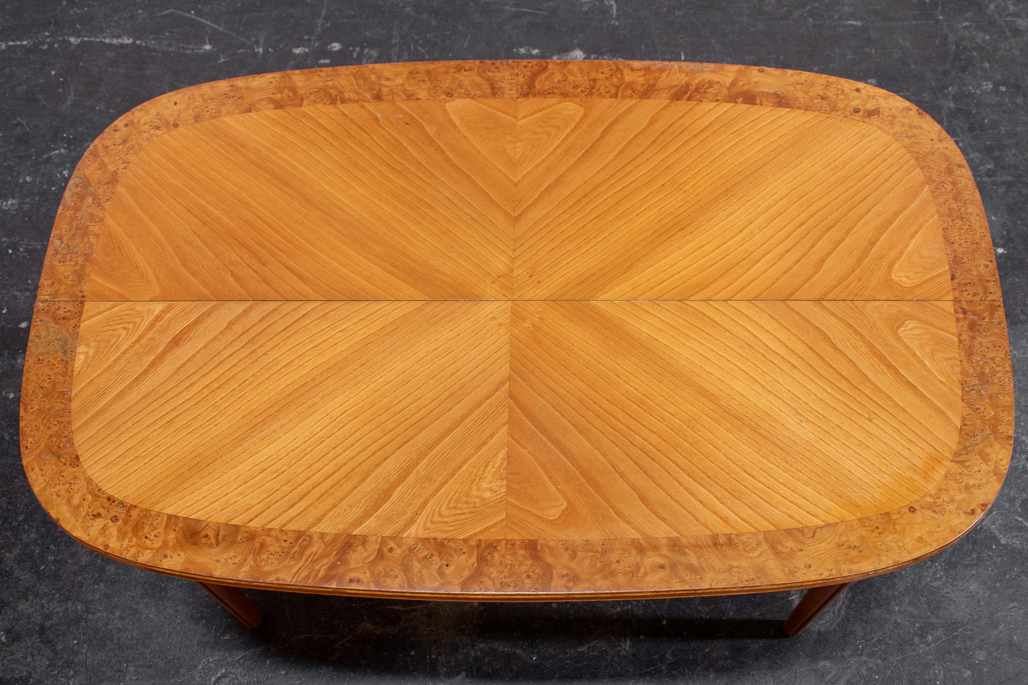 Mid-20th Century Swedish Art Moderne Coffee Table with Burl Elm Accents For Sale