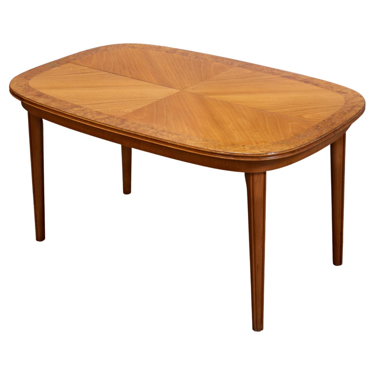 Swedish Art Moderne Coffee Table with Burl Elm Accents For Sale