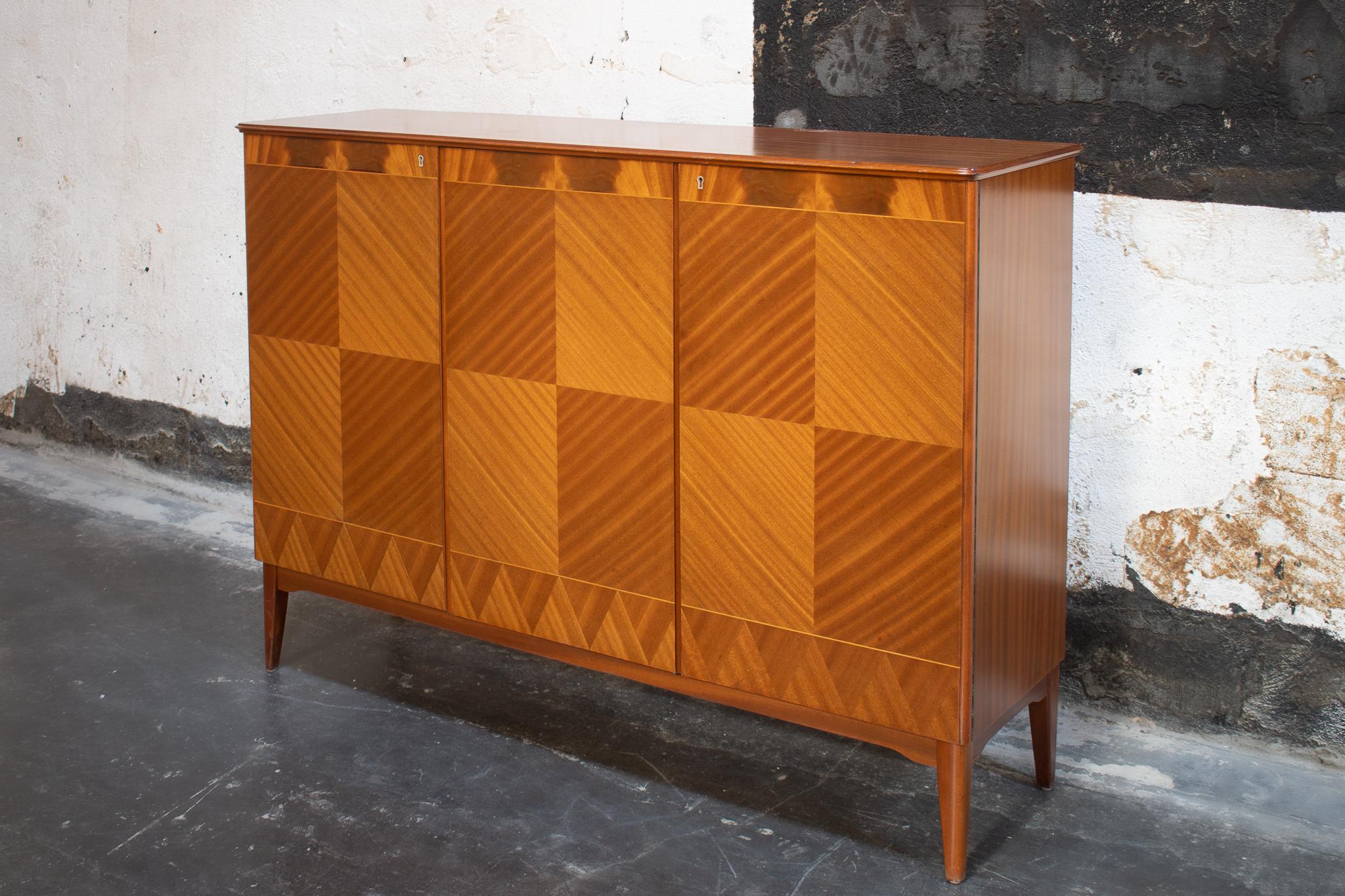 Art Deco Swedish Art Moderne Mahogany Inlaid Credenza Cabinet