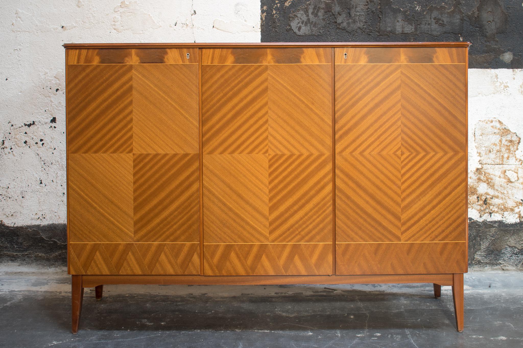 Mid-20th Century Swedish Art Moderne Mahogany Inlaid Credenza Cabinet