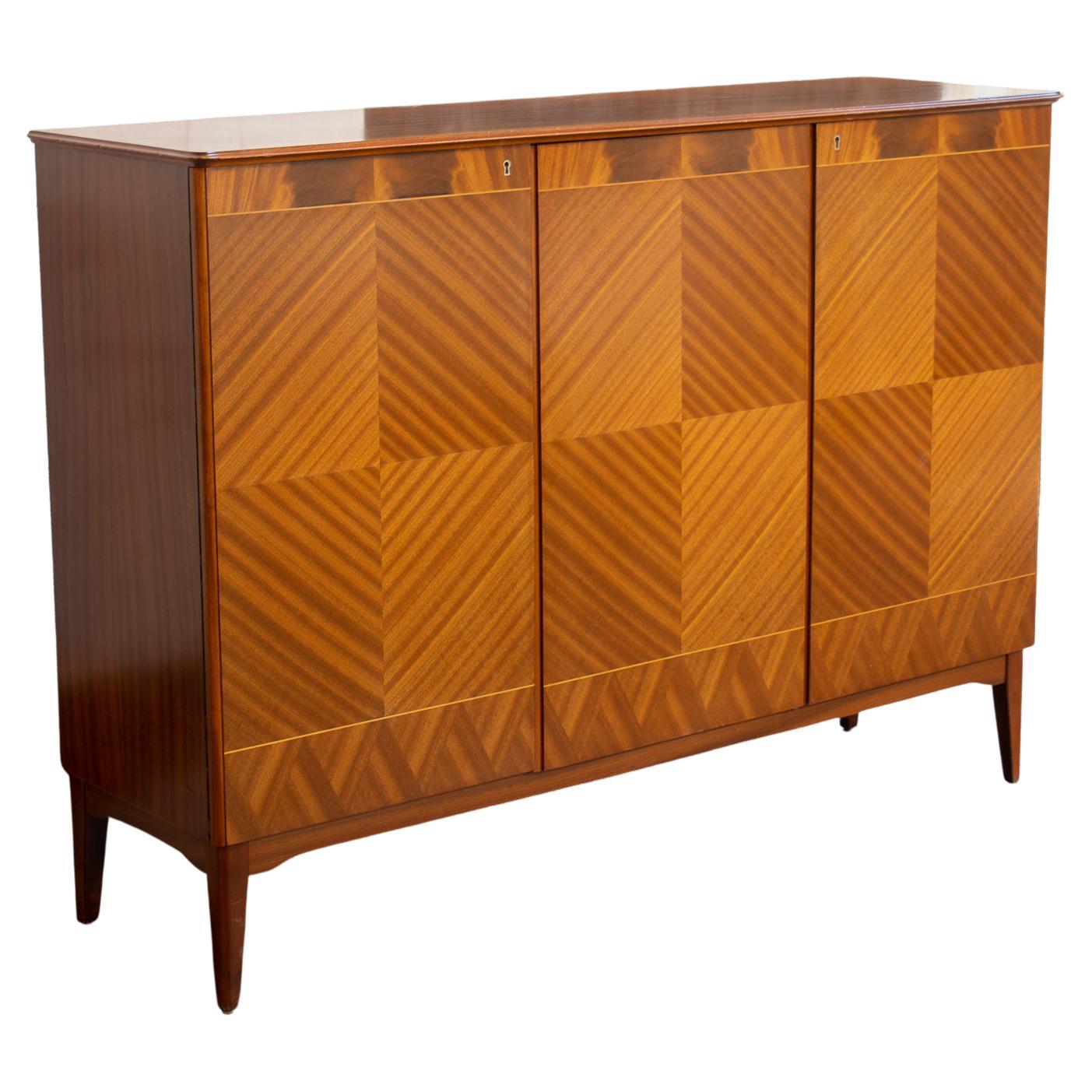 Swedish Art Moderne Mahogany Inlaid Credenza Cabinet