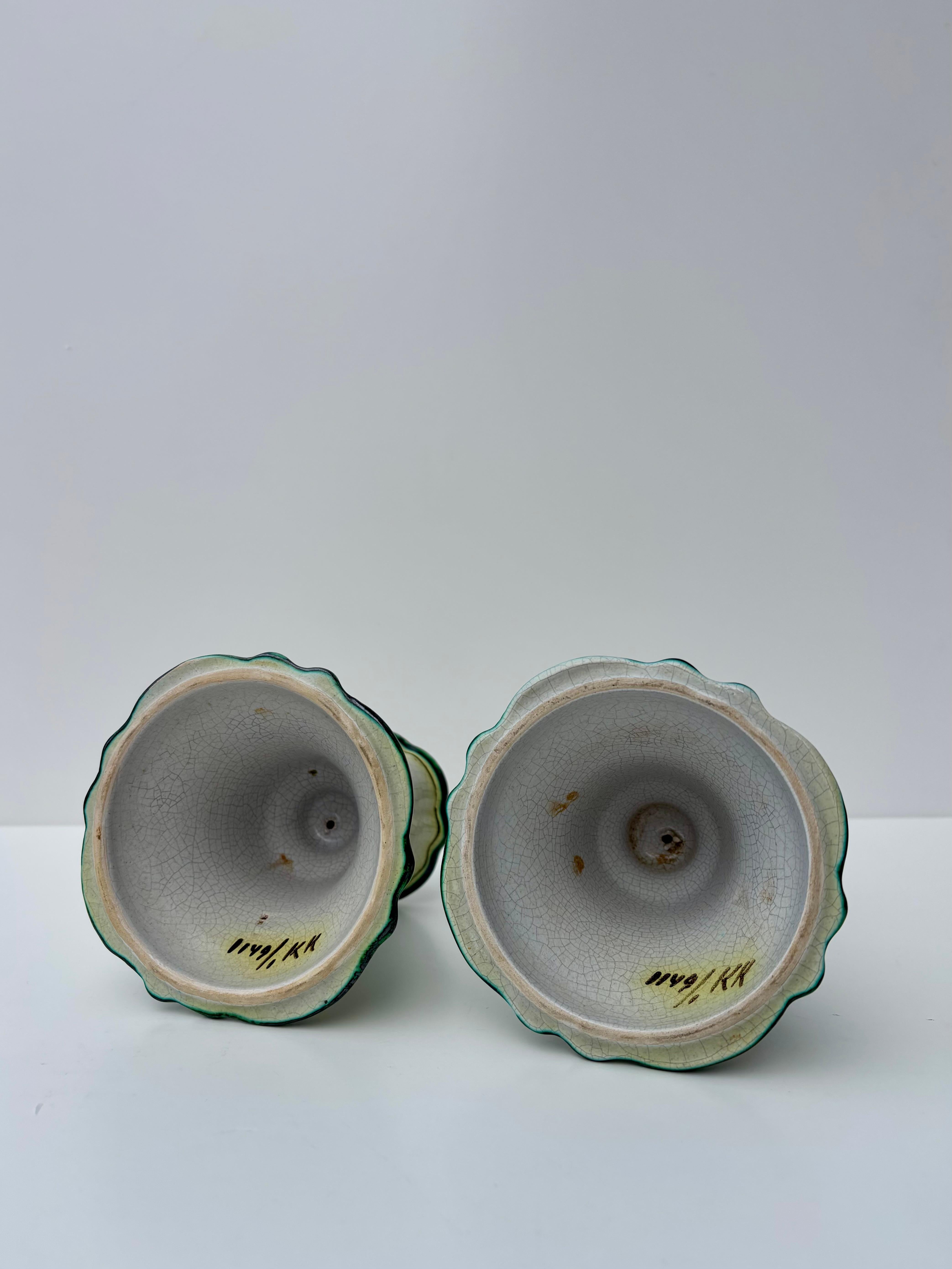 Swedish Ebeling Art Nouveau Ceramic Candleholders, 1920s For Sale 5