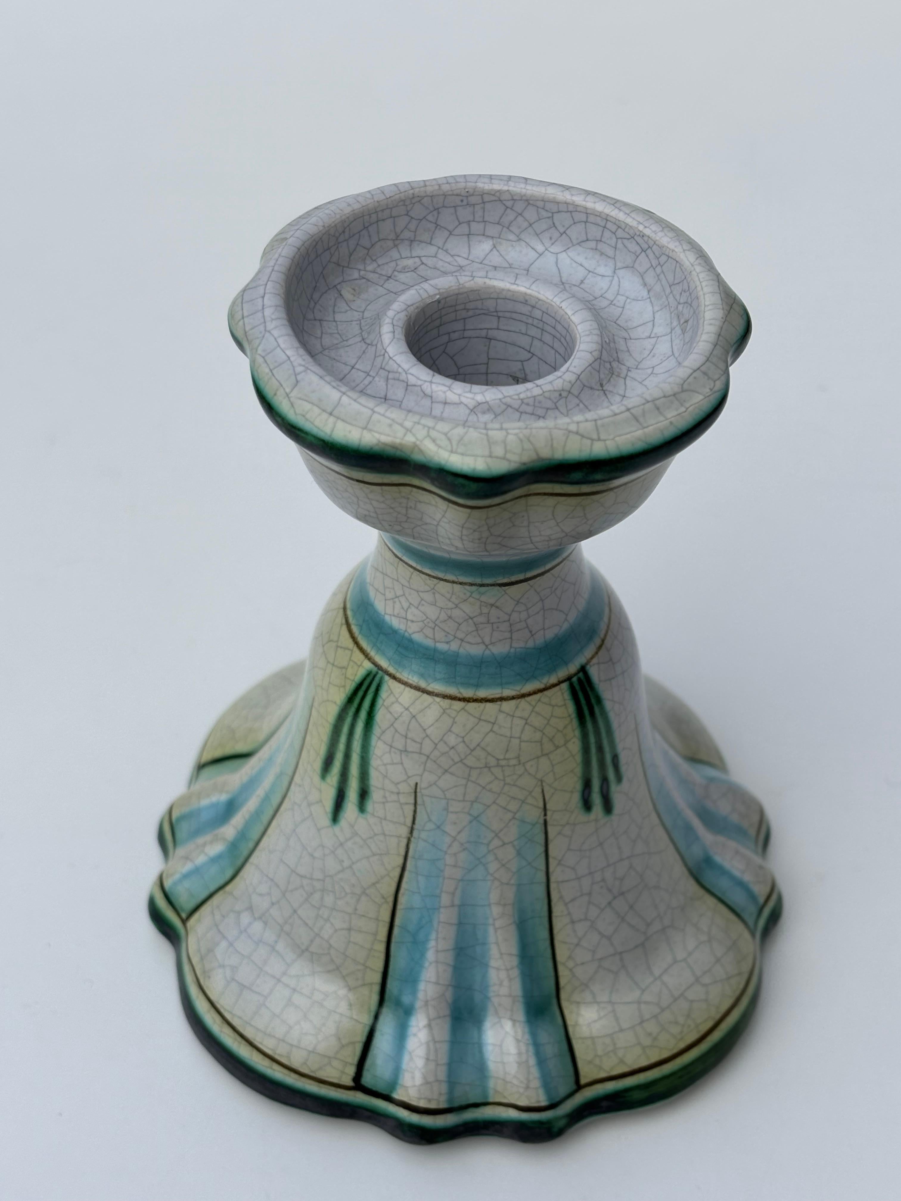 Swedish Ebeling Art Nouveau Ceramic Candleholders, 1920s For Sale 7