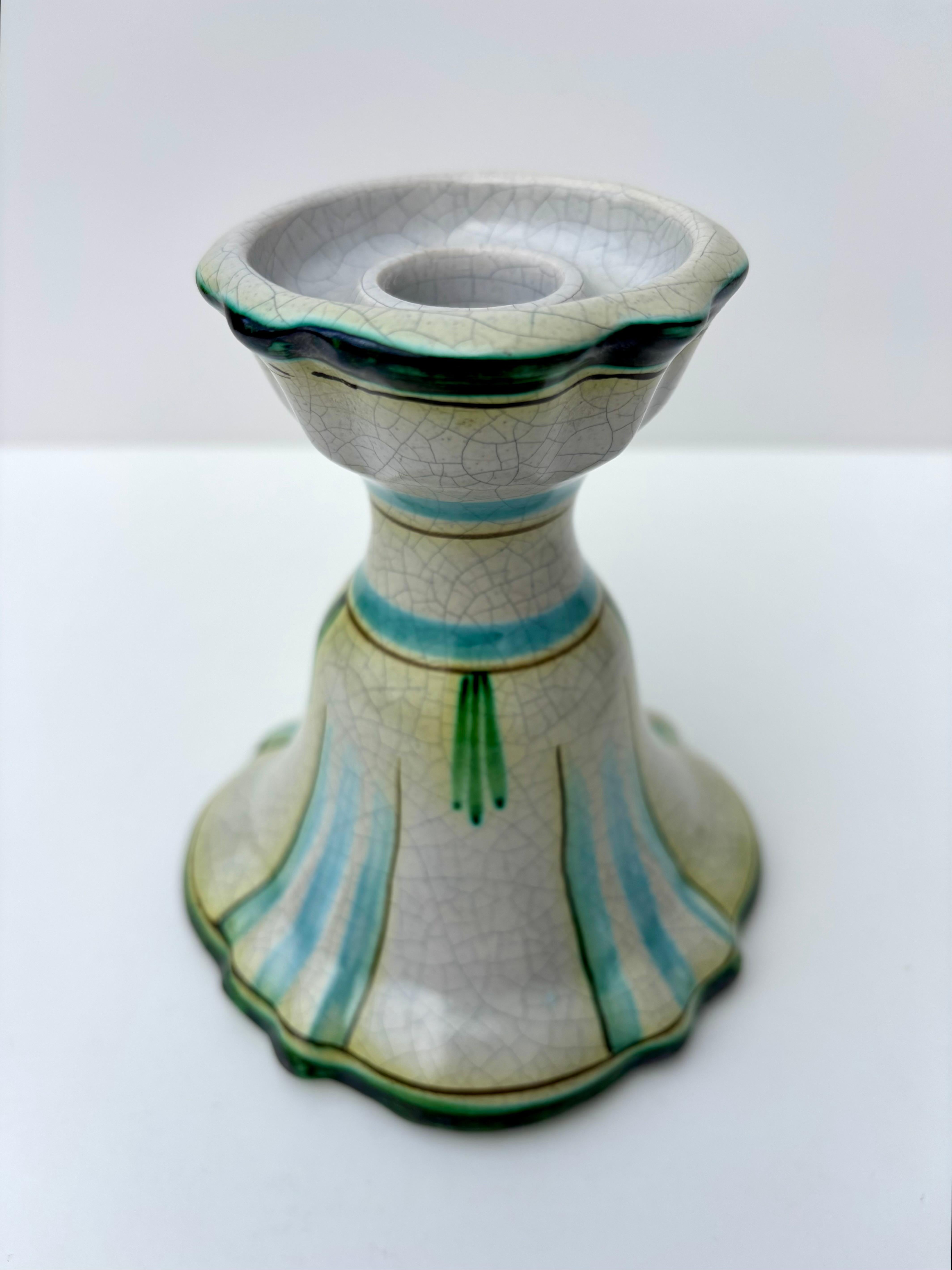 Swedish Ebeling Art Nouveau Ceramic Candleholders, 1920s In Good Condition For Sale In Copenhagen, DK