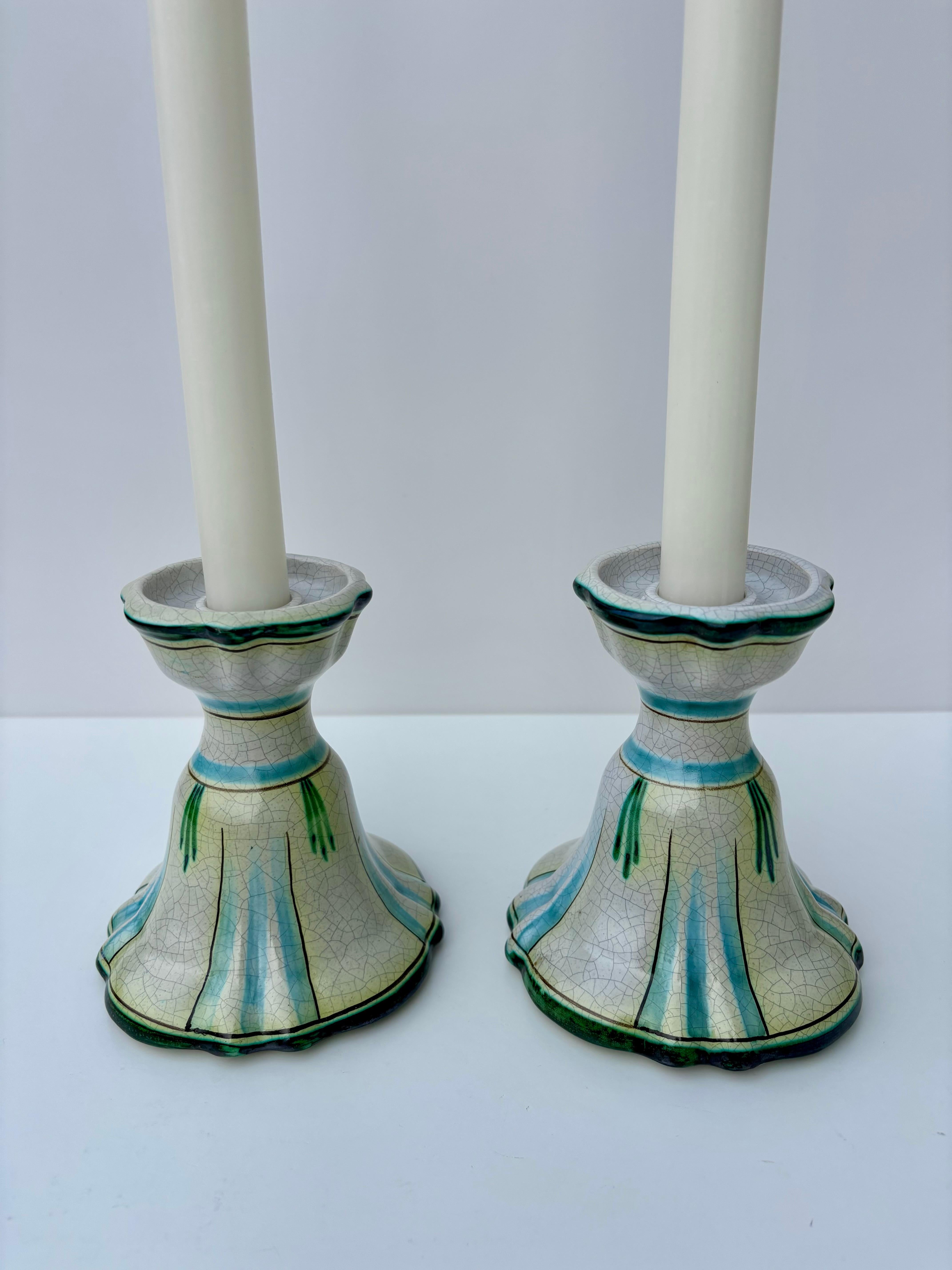 Swedish Ebeling Art Nouveau Ceramic Candleholders, 1920s For Sale 2