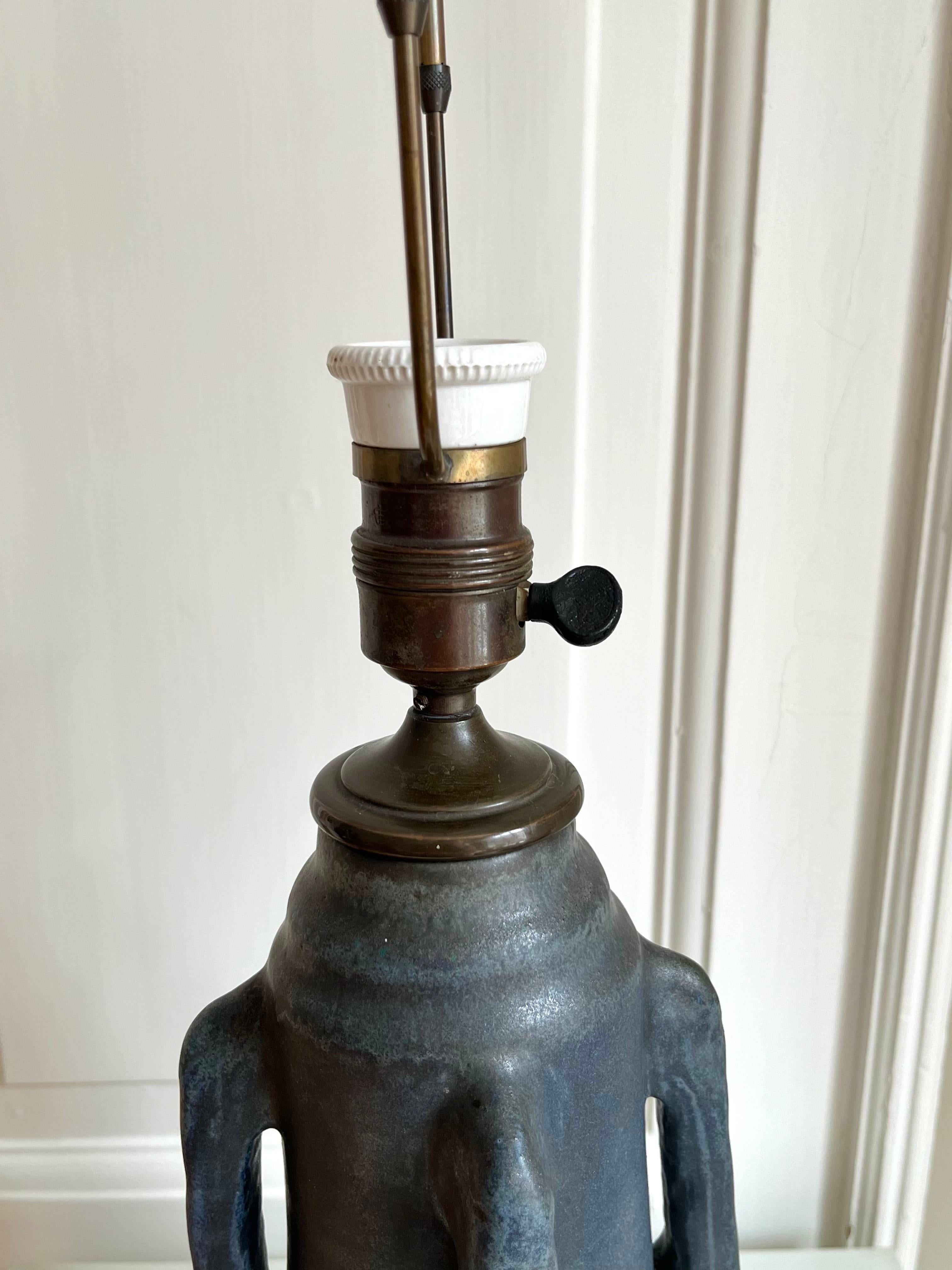 Swedish Art Nouveau Ceramic Table Lamp, Karl Robert Svensson for Höganäs, 1900s For Sale 4