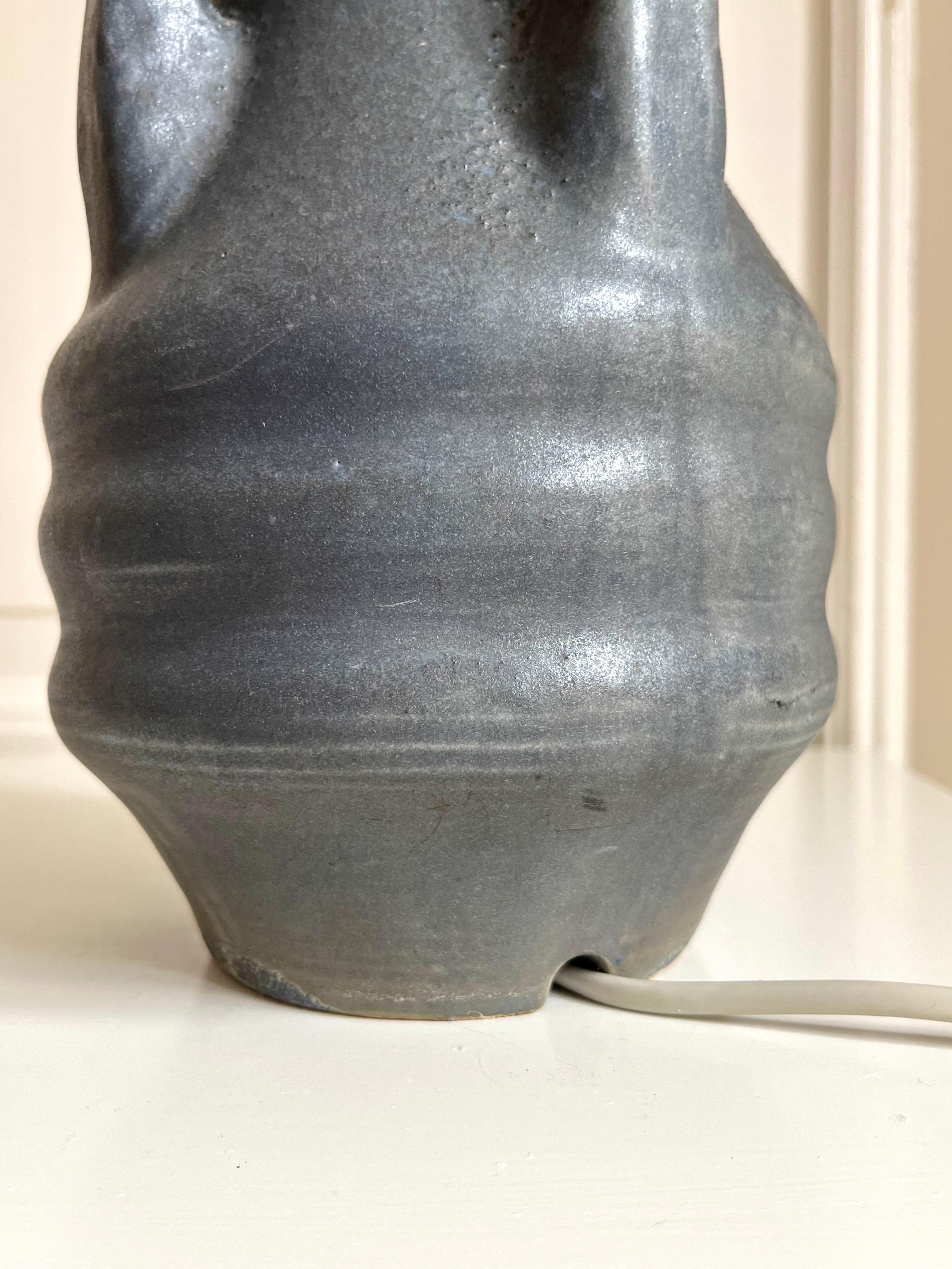 Swedish Art Nouveau Ceramic Table Lamp, Karl Robert Svensson for Höganäs, 1900s For Sale 6