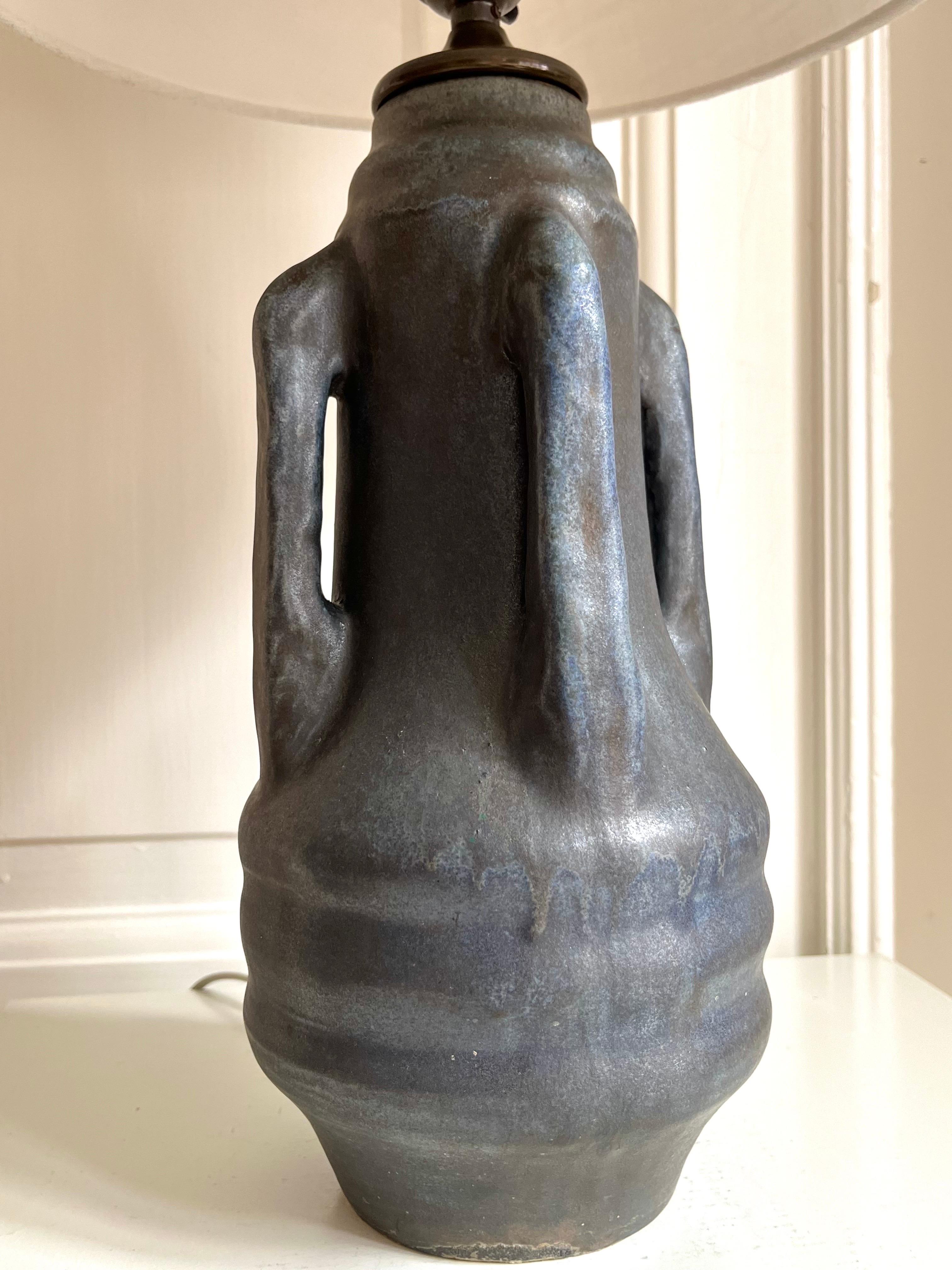 Jugendstil Swedish Art Nouveau Ceramic Table Lamp, Karl Robert Svensson for Höganäs, 1900s For Sale