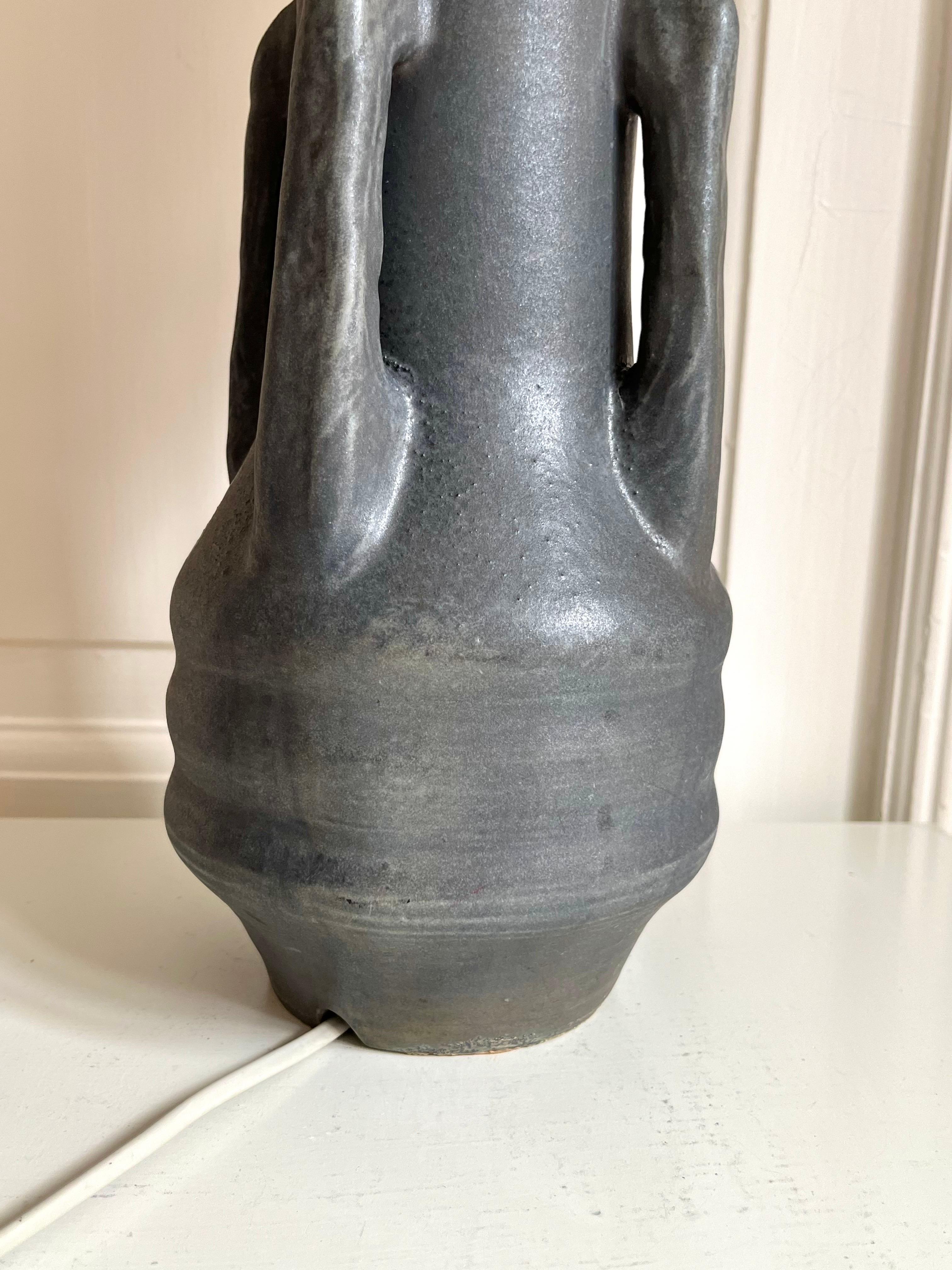 Swedish Art Nouveau Ceramic Table Lamp, Karl Robert Svensson for Höganäs, 1900s In Good Condition For Sale In Frederiksberg C, DK