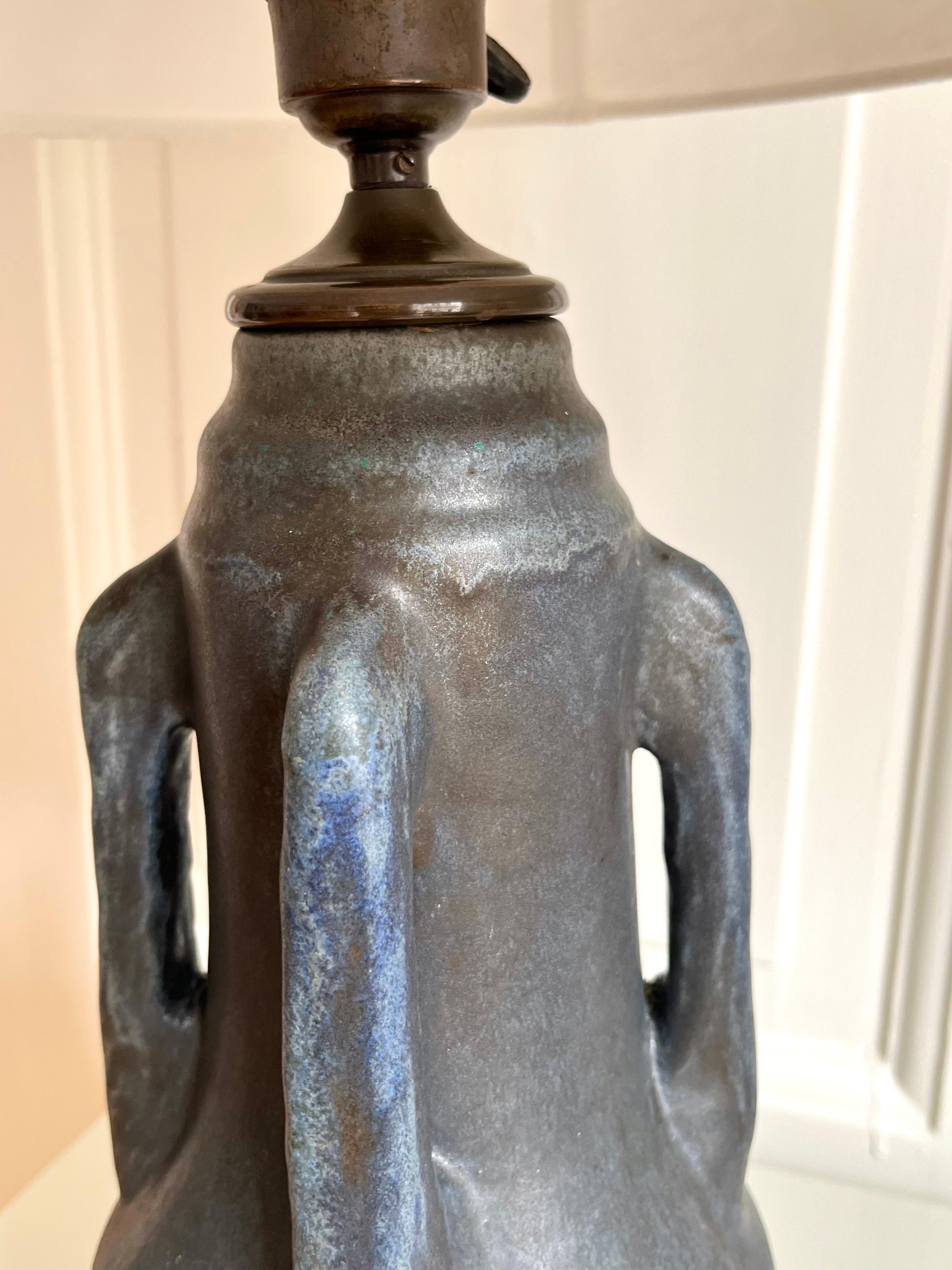 20th Century Swedish Art Nouveau Ceramic Table Lamp, Karl Robert Svensson for Höganäs, 1900s For Sale