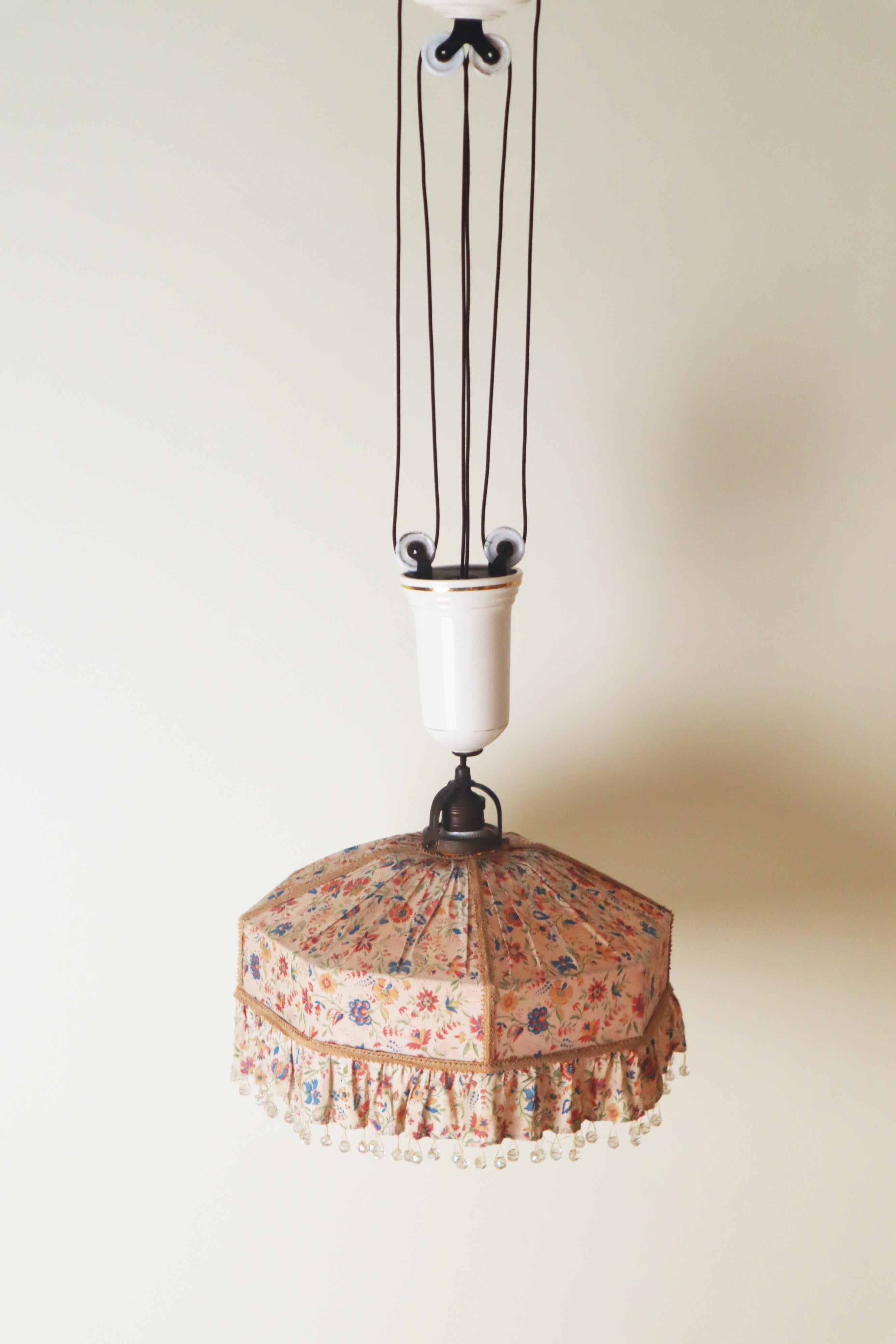 Hand-Crafted Swedish Art Nouveau Counterweight Pendant in the Style of Josef Frank For Sale