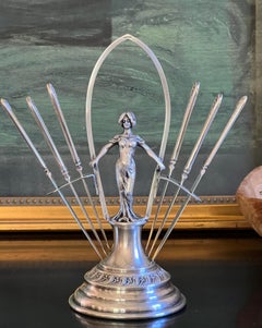 Swedish Art Nouveau Fruit Knife Holder and Knives by G A B